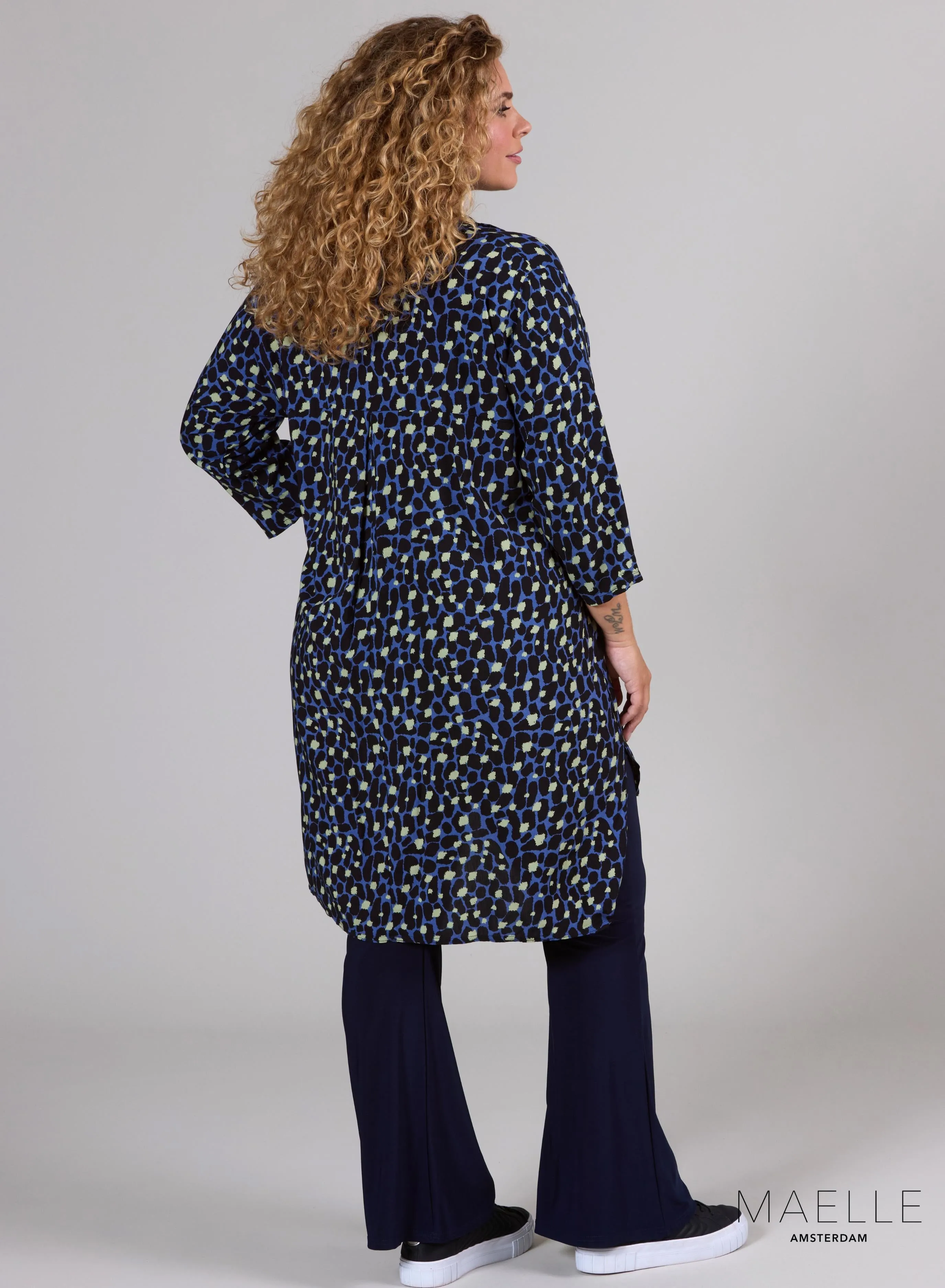 Maelle Buttoned Tunic Falling Blocks Blue