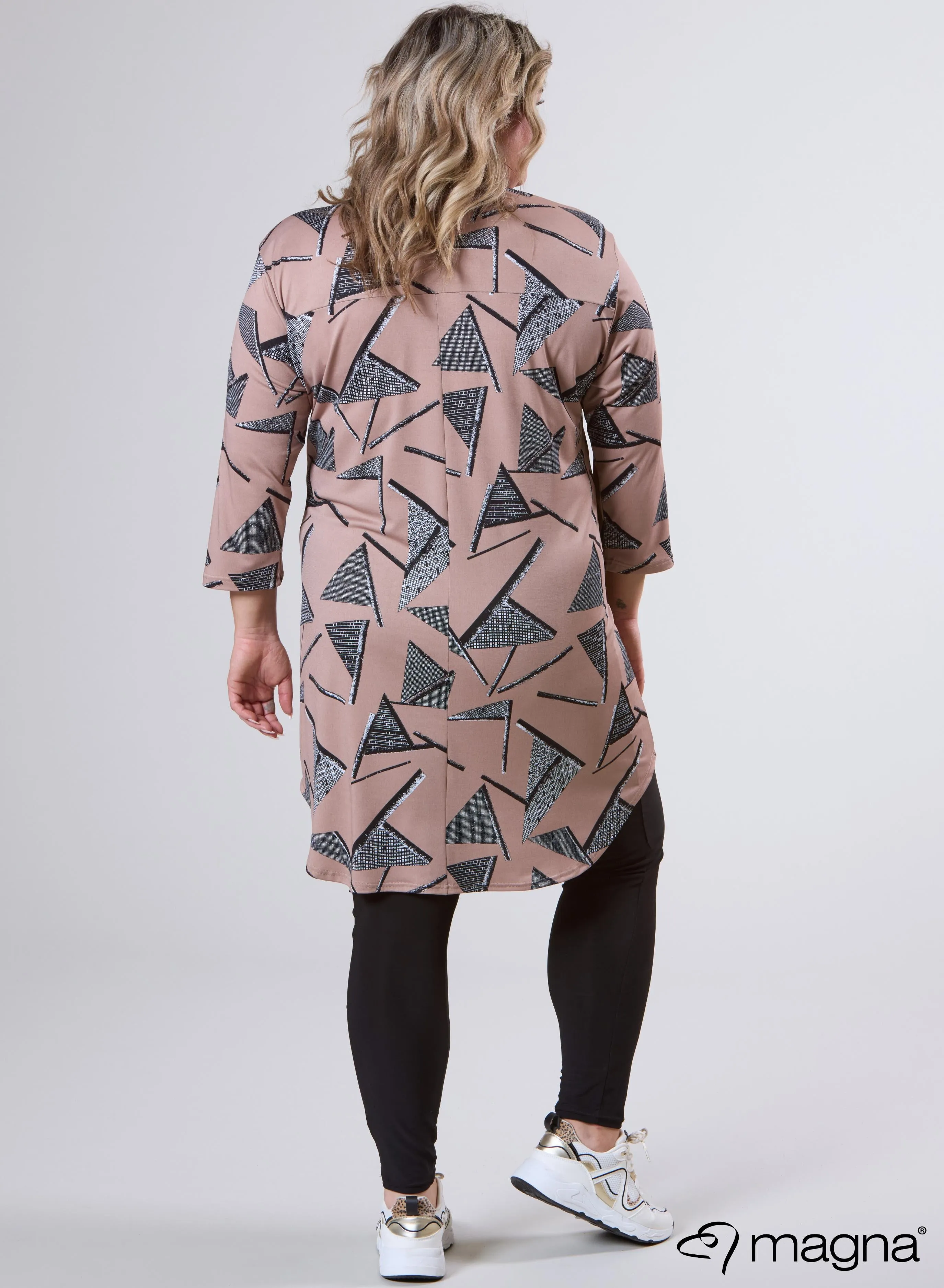 Magna A-Line Long Pocket Tunic Triangle Sketch Taupe