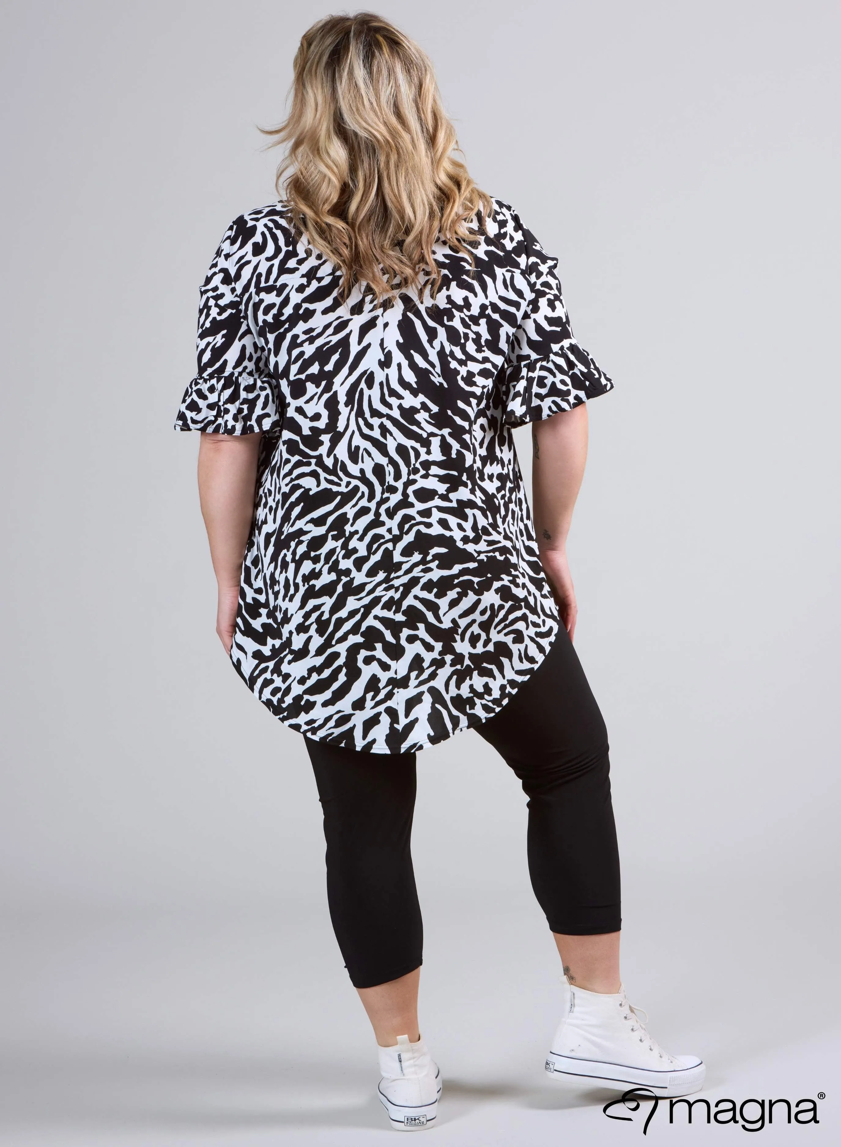 Magna Bamboo Viscose Blouse Animal Black & White