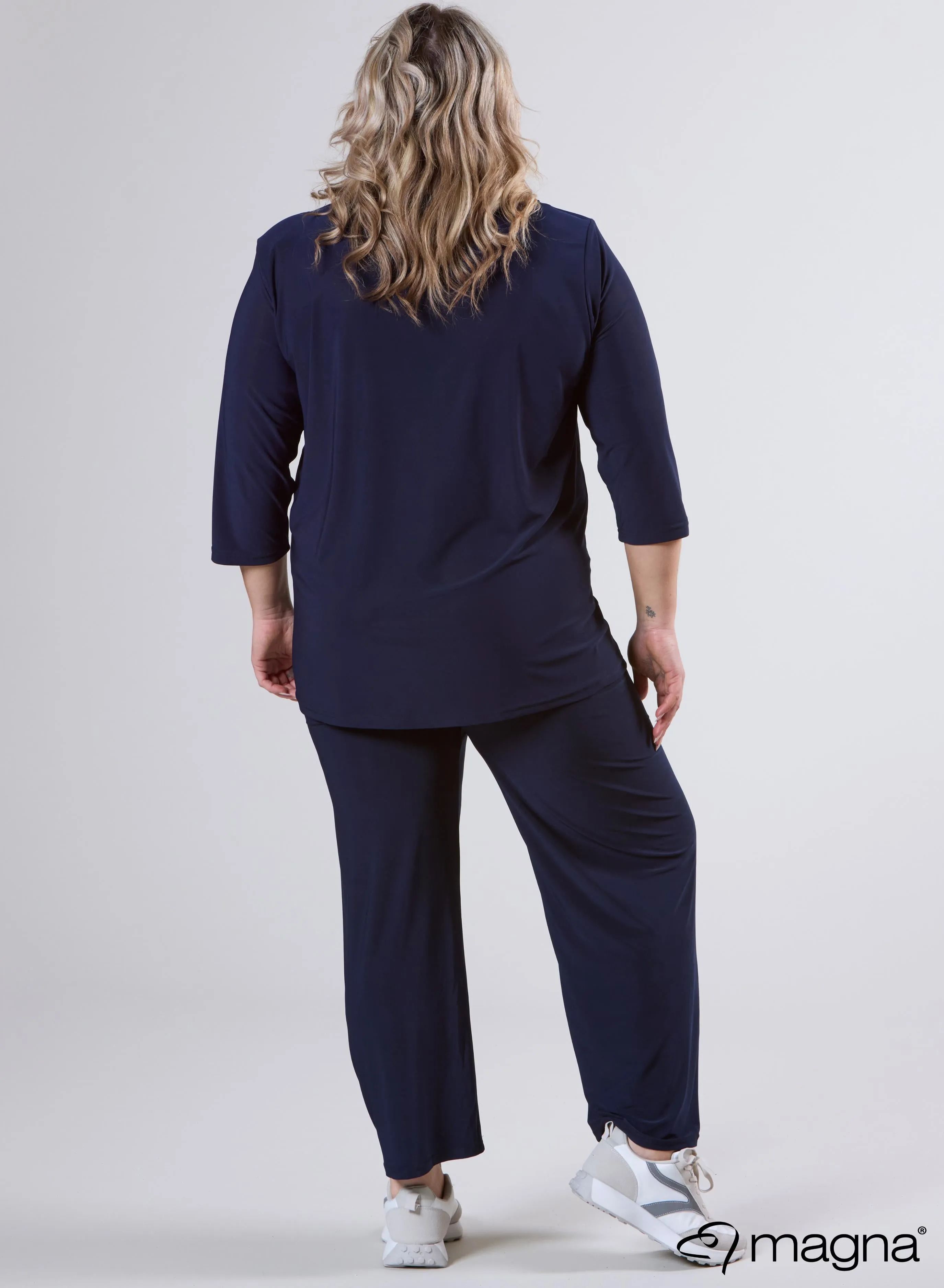 Magna Comfy Button Flap Tunic Navy
