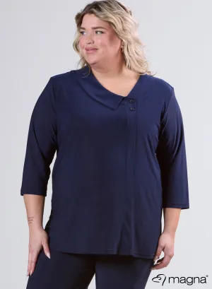 Magna Comfy Button Flap Tunic Navy