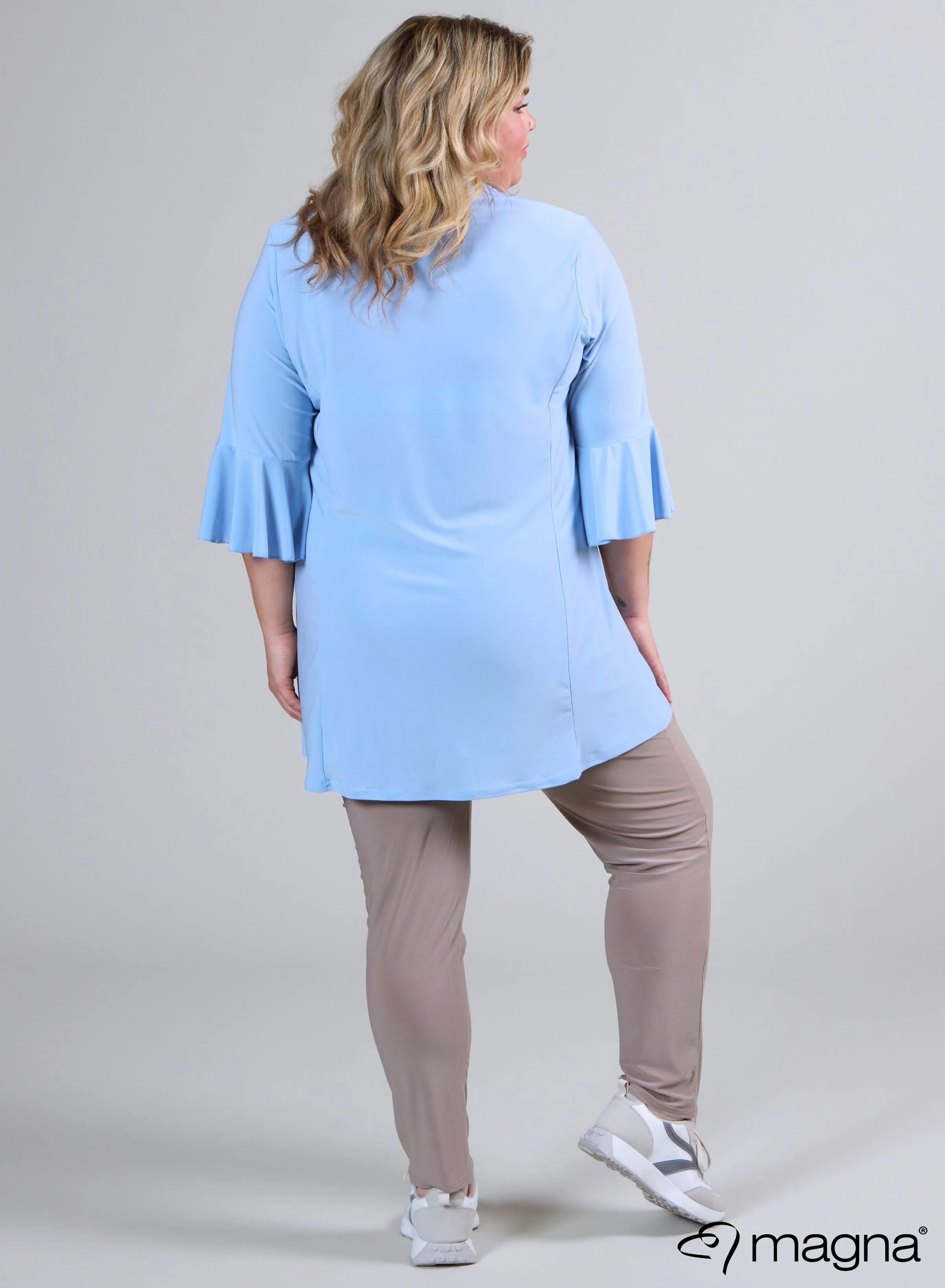 Magna Flared Sleeves Relaxed Tunic Sky Blue