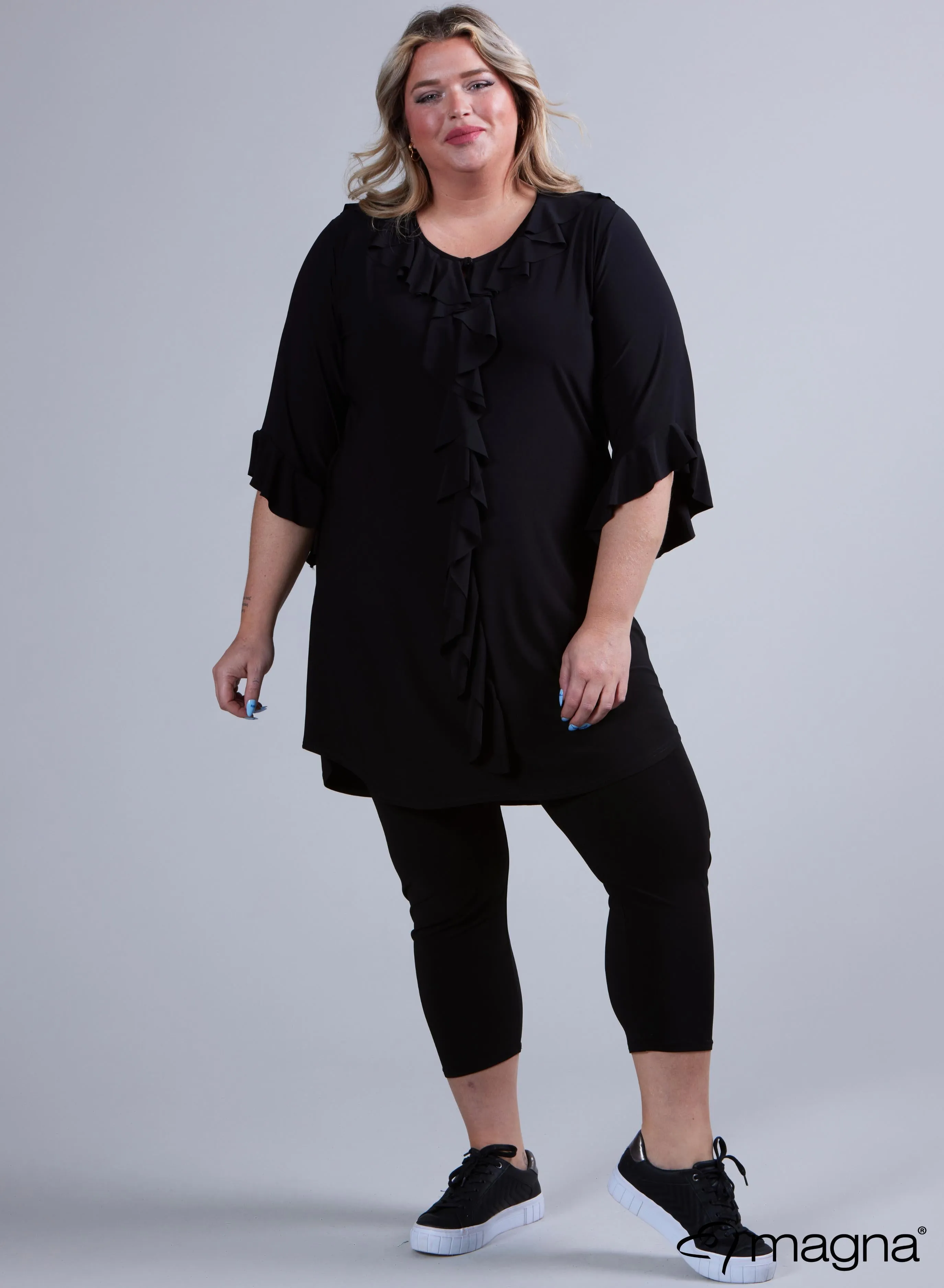 Magna Frill Tunic Solid Black