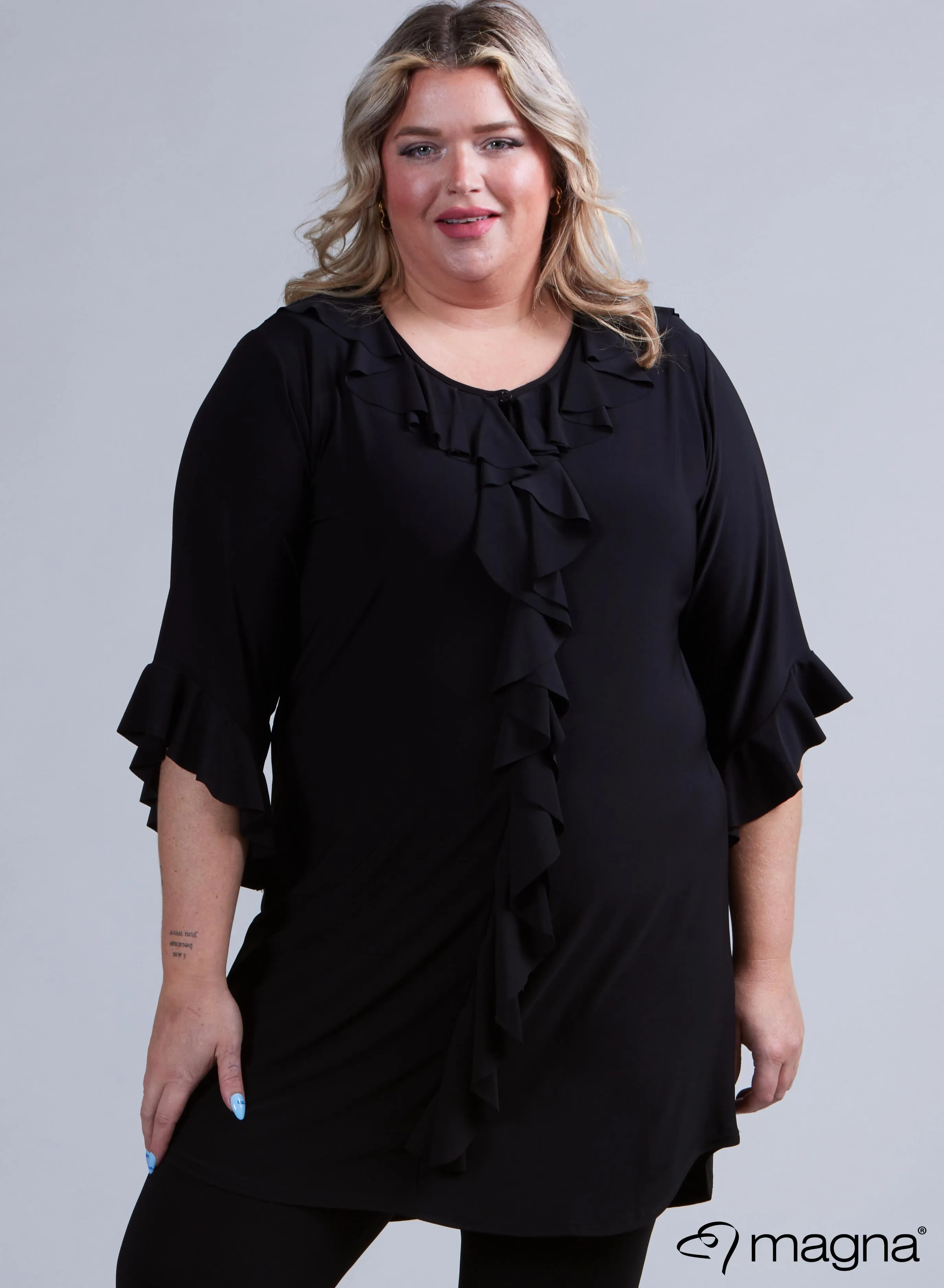 Magna Frill Tunic Solid Black