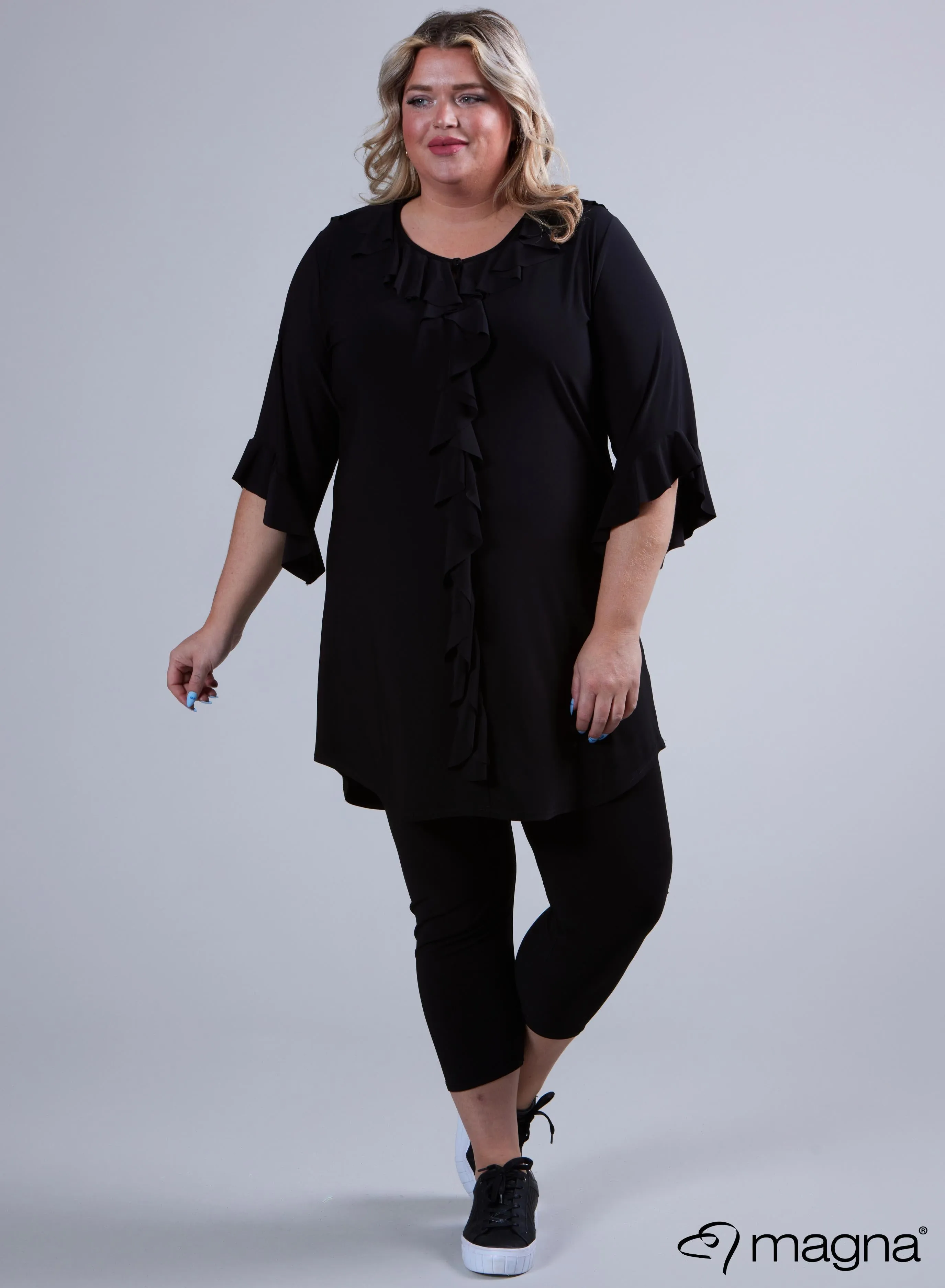 Magna Frill Tunic Solid Black