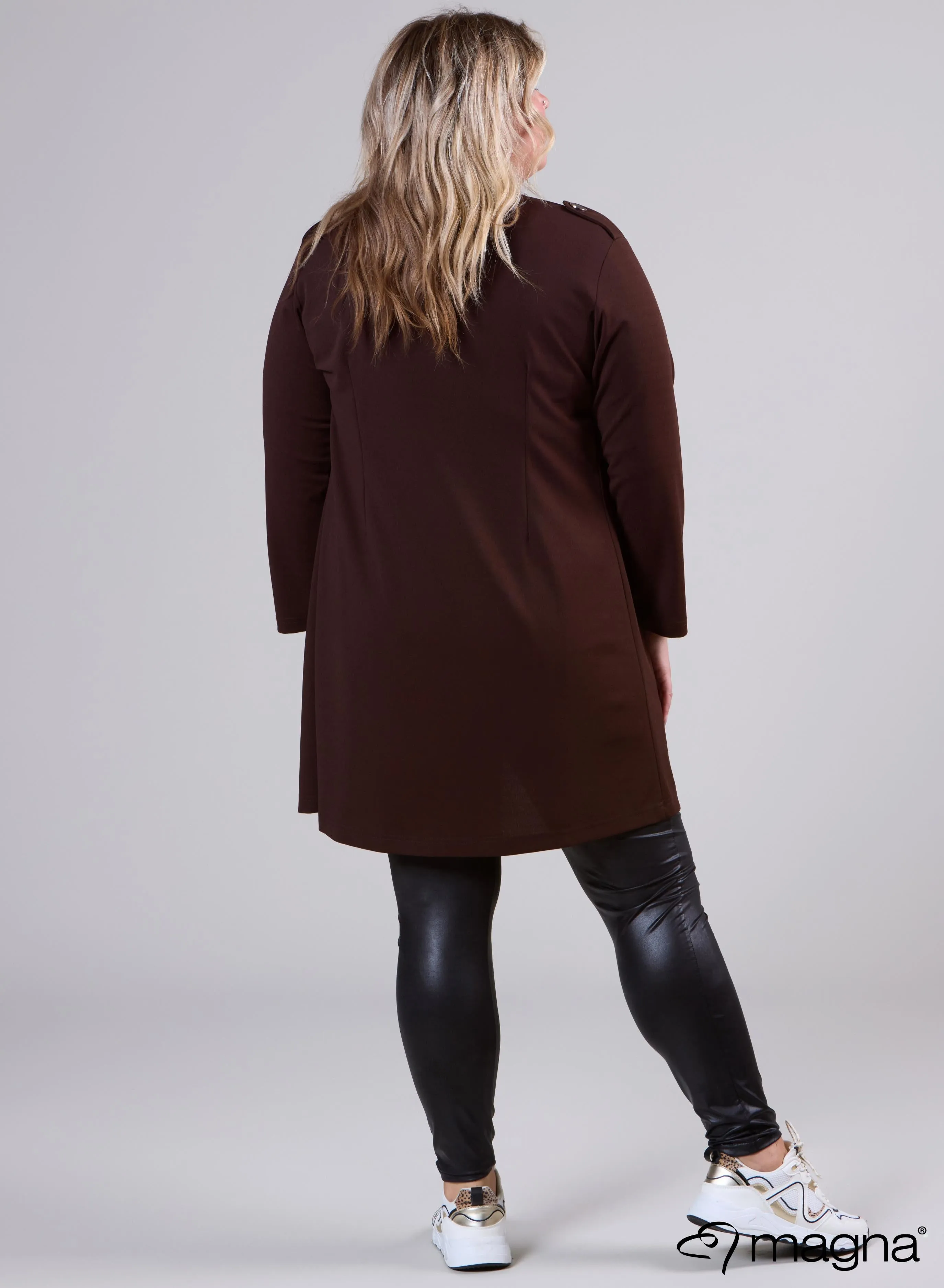 Magna Open Blazer With Button Details Brown