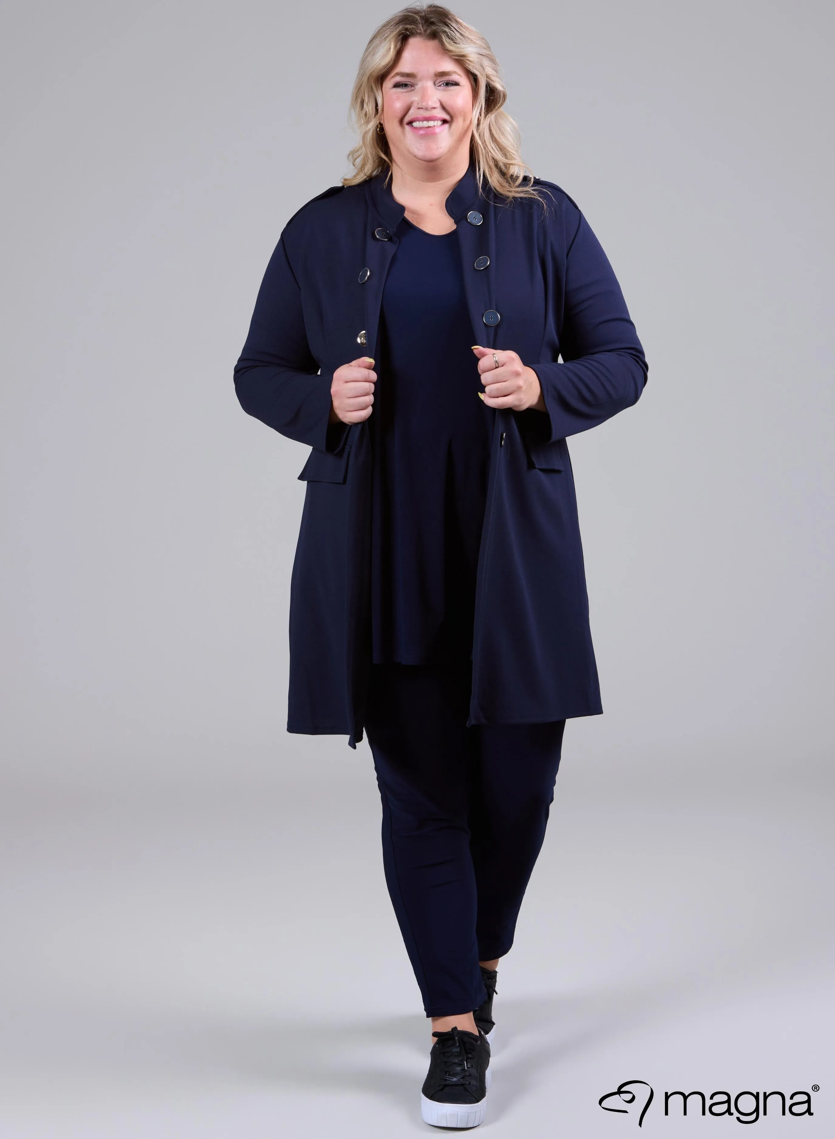 Magna Open Blazer With Button Details Navy