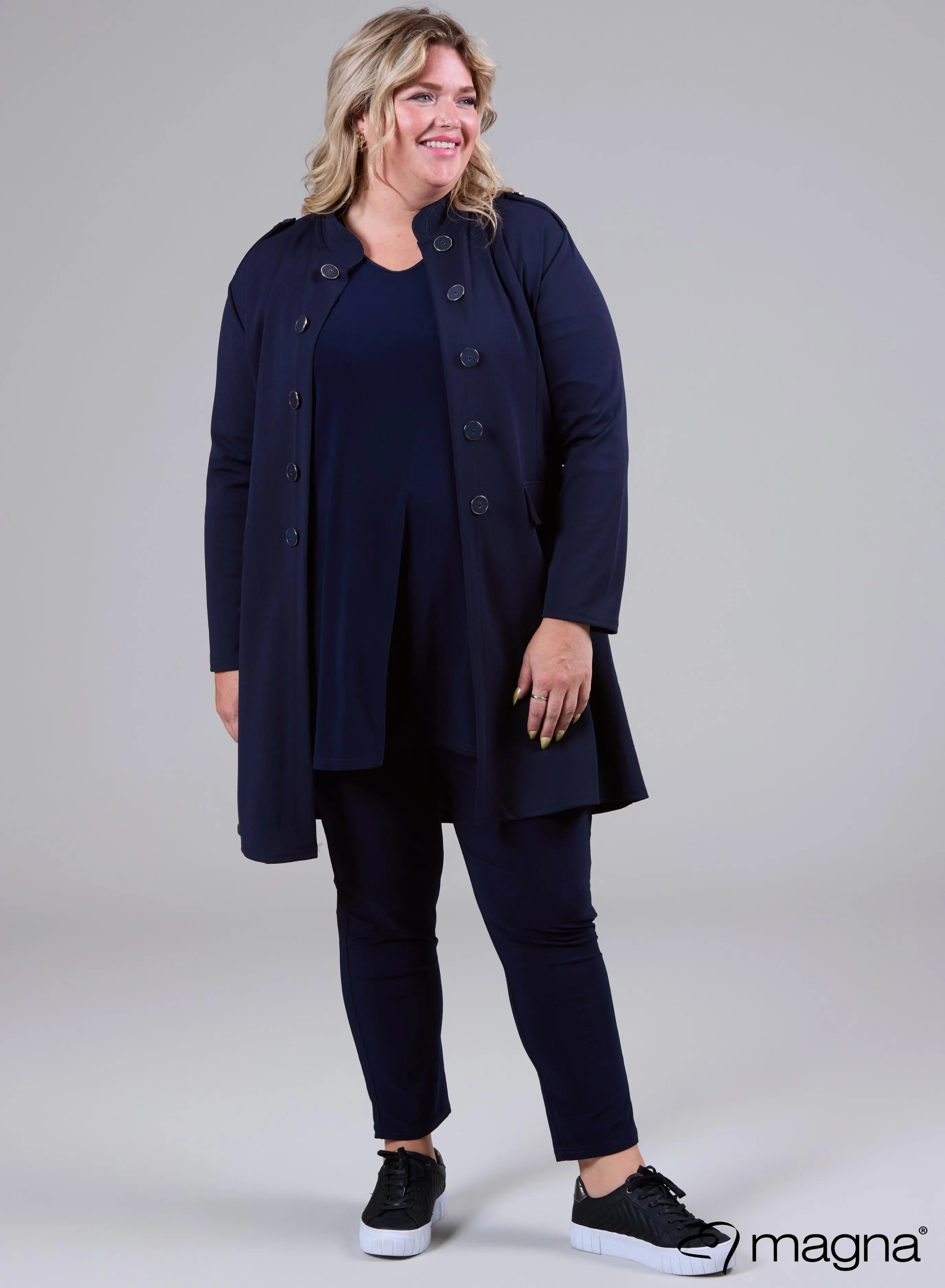 Magna Open Blazer With Button Details Navy