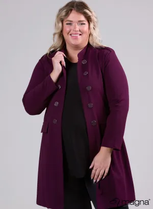 Magna Open Blazer With Button Details Plum