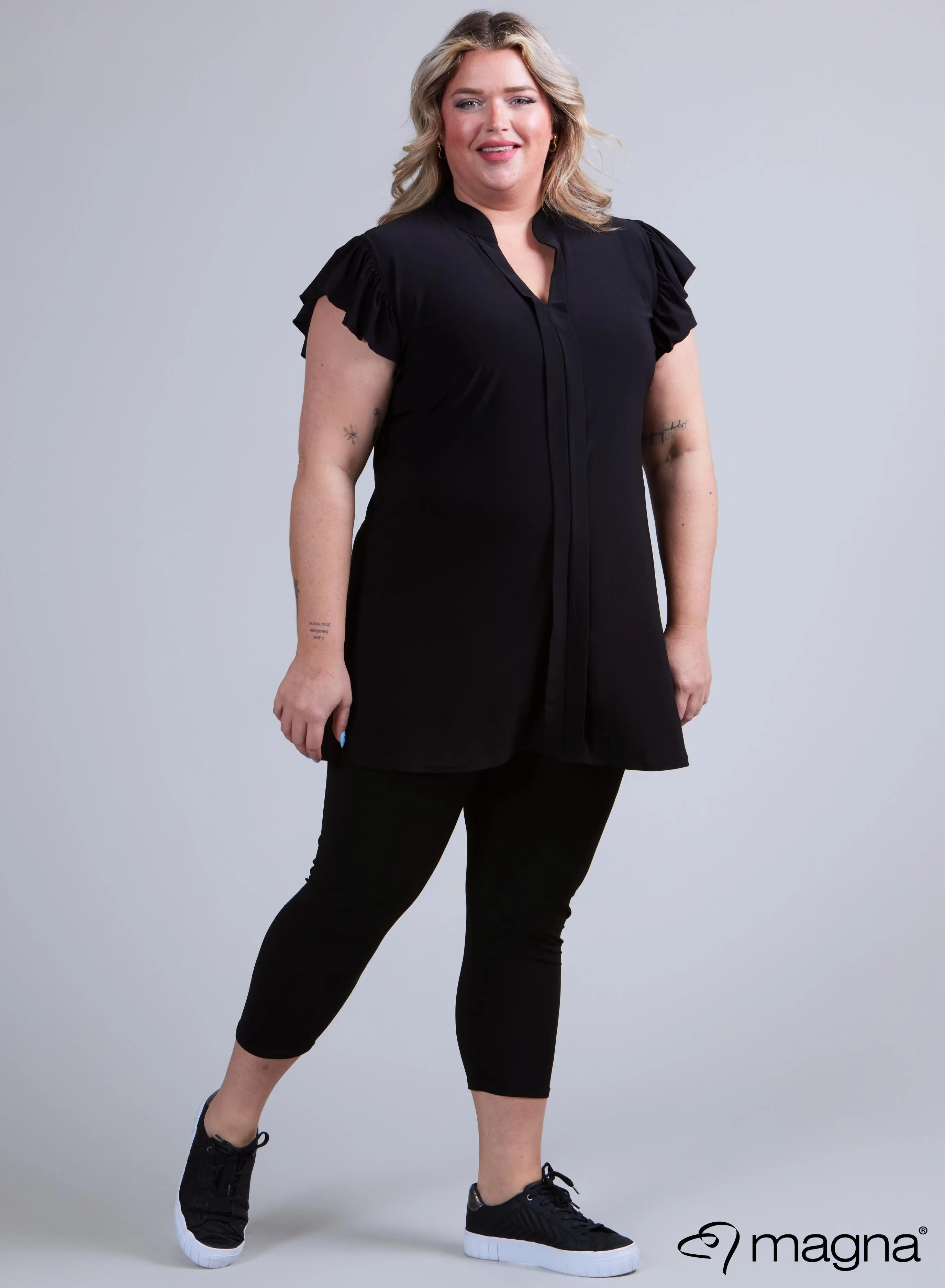 Magna Sleeveless Frill Tunic Black