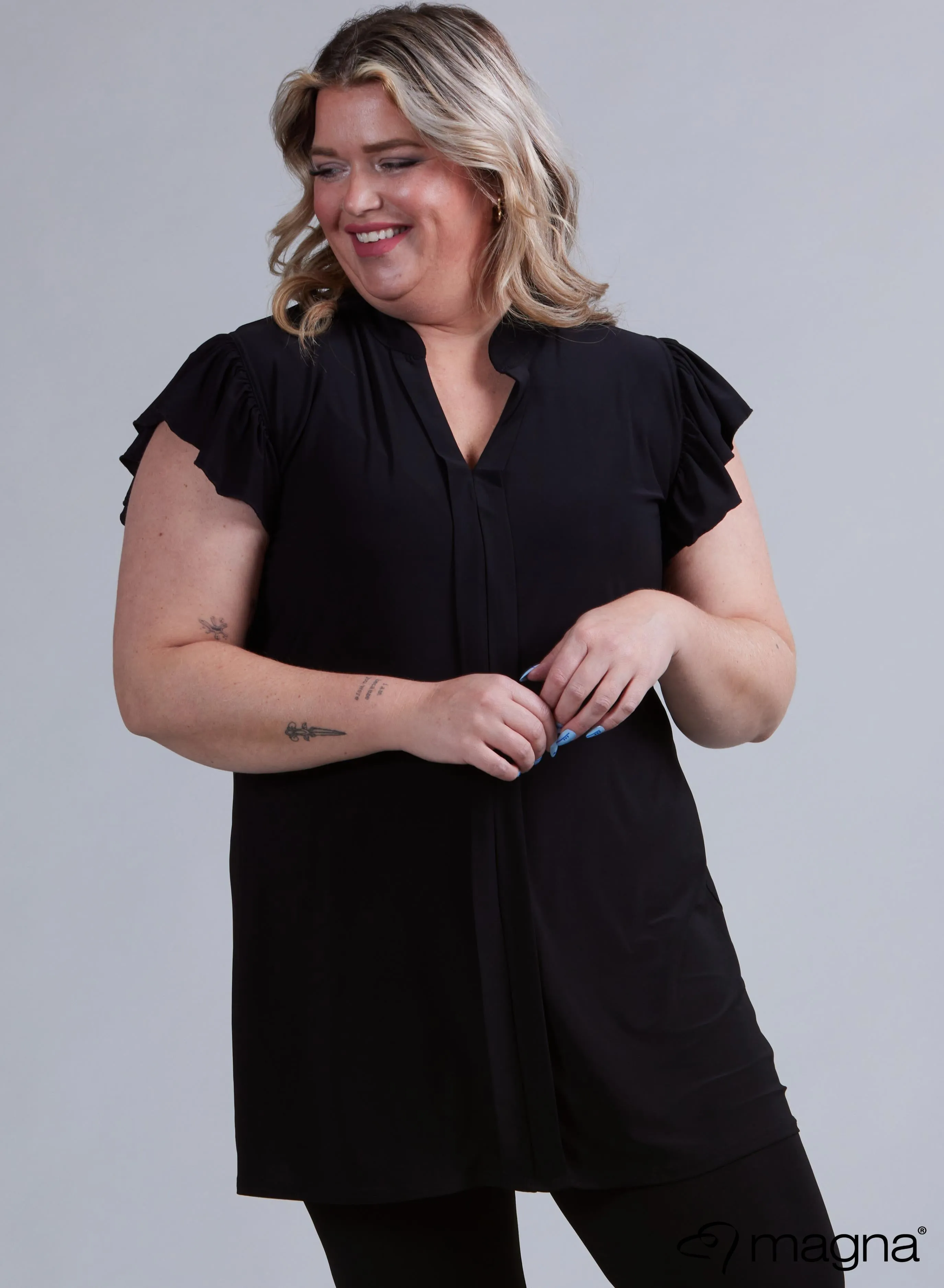 Magna Sleeveless Frill Tunic Black