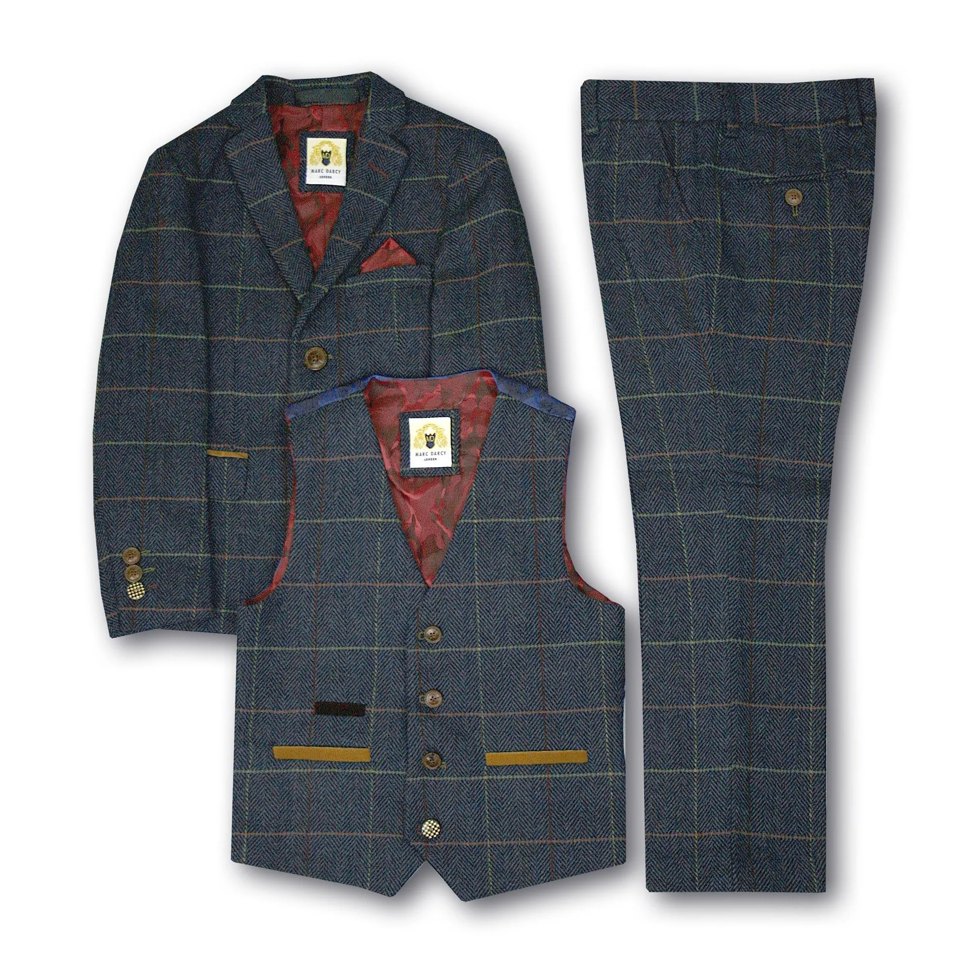 Marc Darcy Eton 3 Piece Suit Blue (Age 9-14)