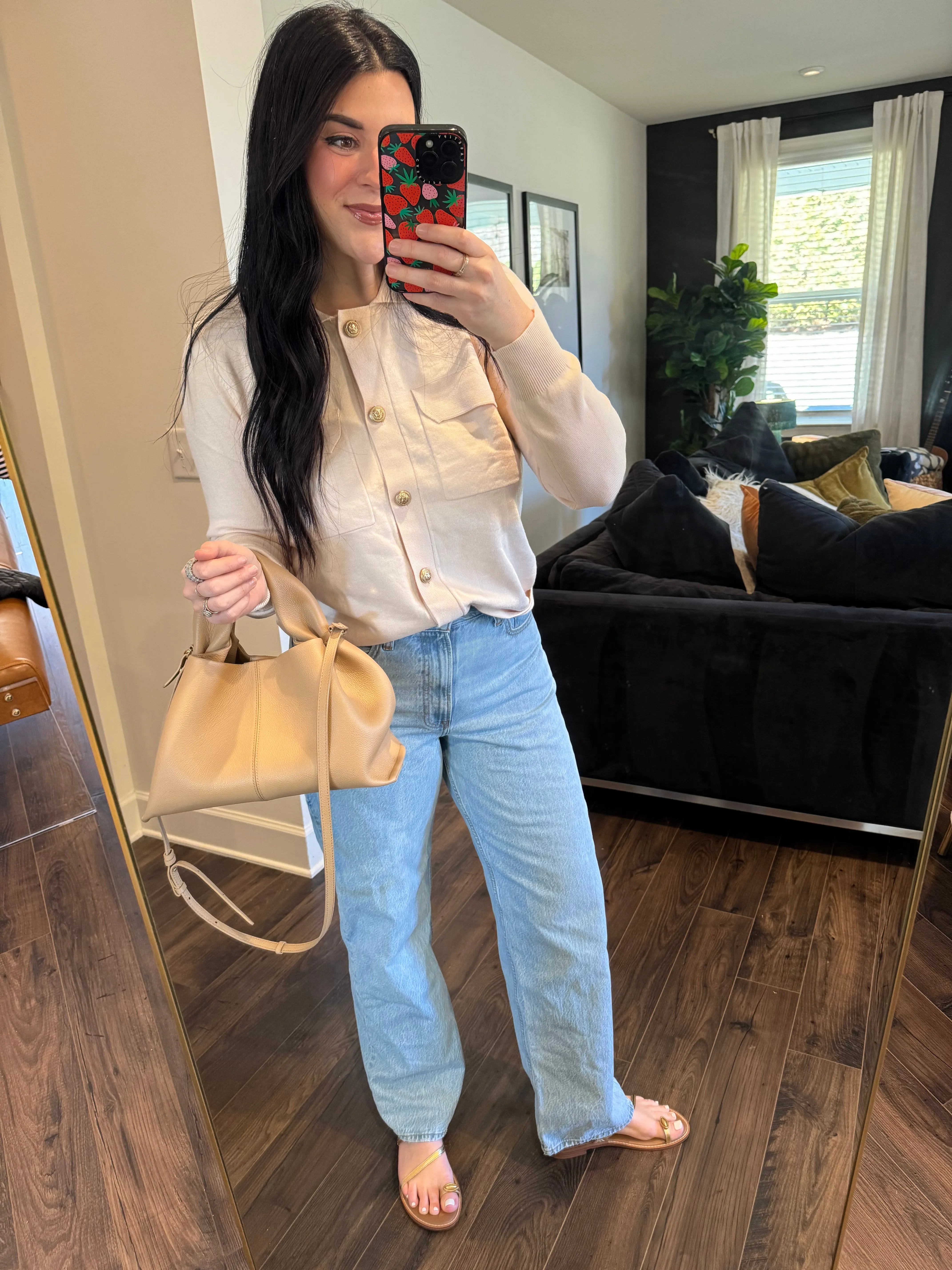 Margot Button Up Long Sleeve Cardigan with Chest Pockets
