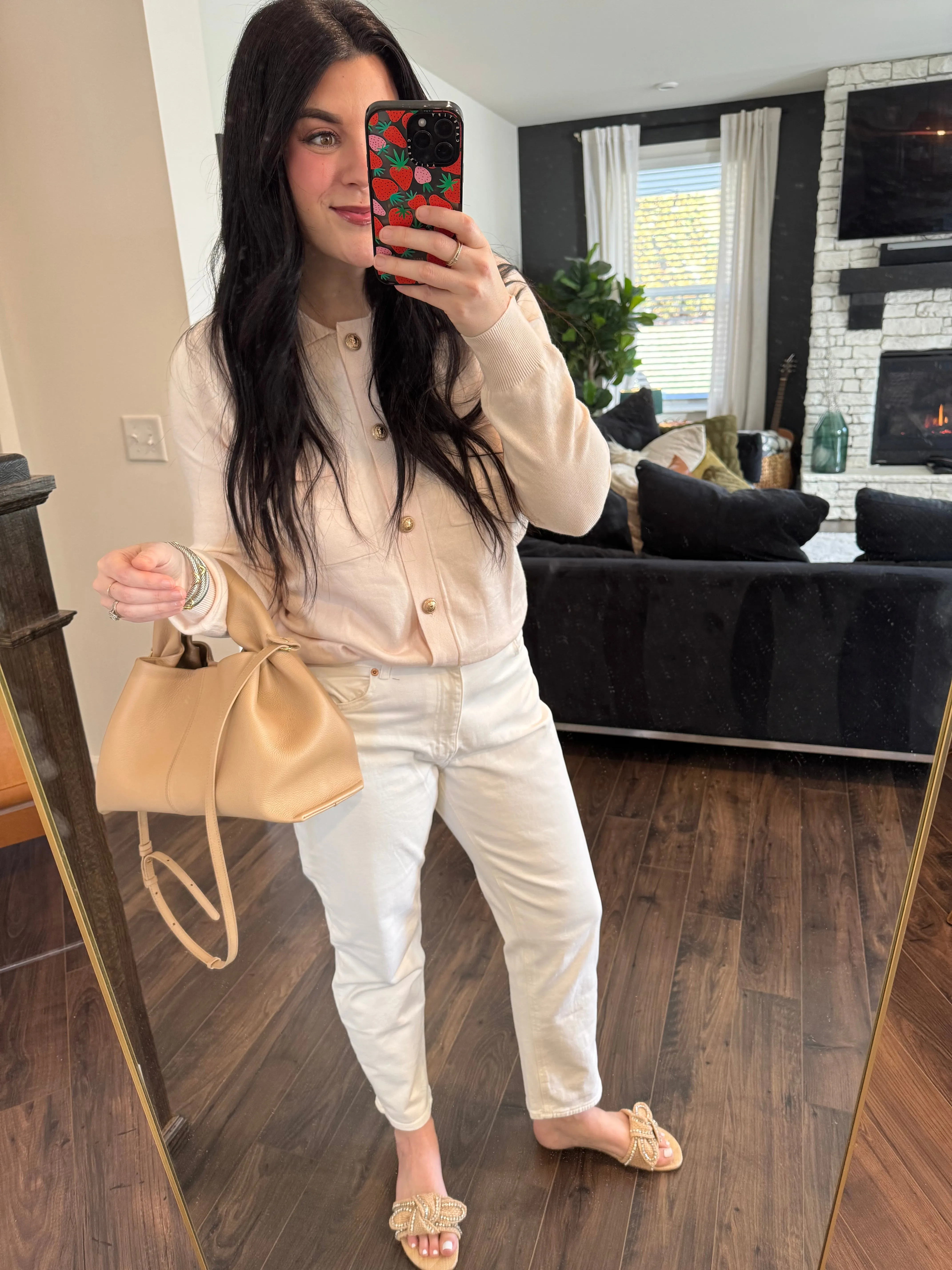 Margot Button Up Long Sleeve Cardigan with Chest Pockets