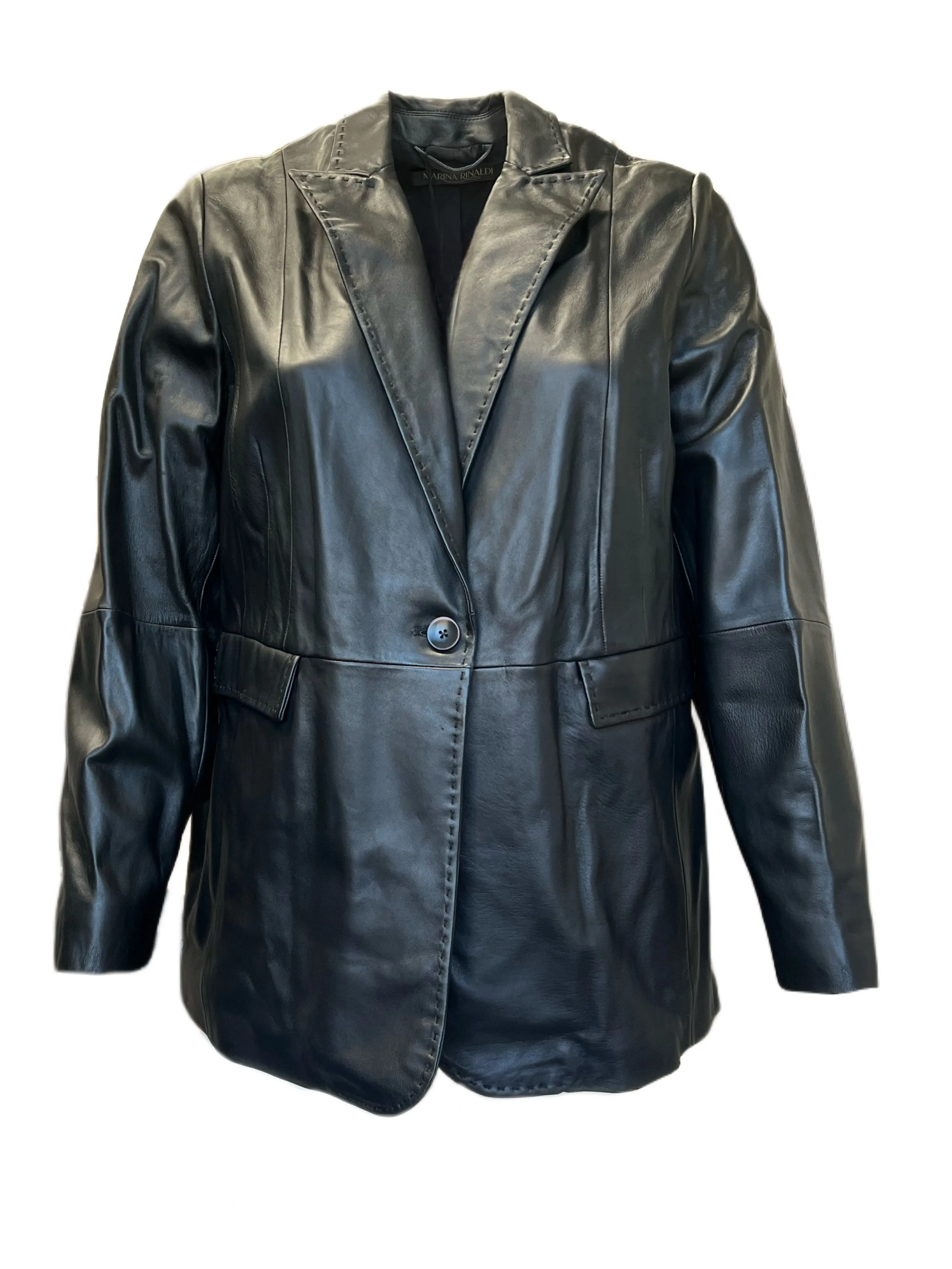 Marina Rinaldi Women's Black Elettra Sheepskin Blazer NWT