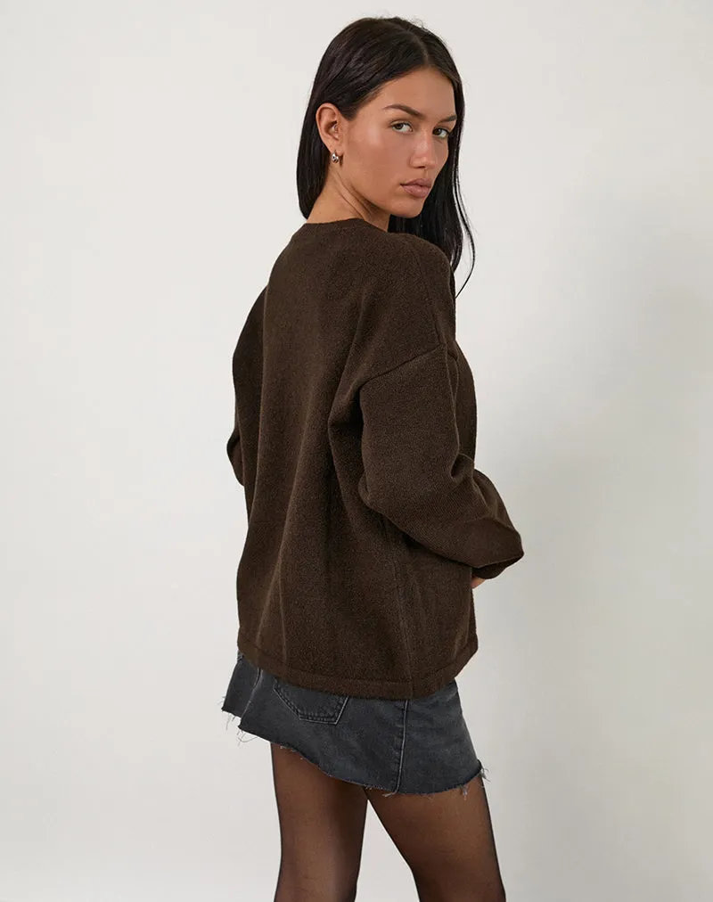 Maureen Cardigan in Chocolate Brown
