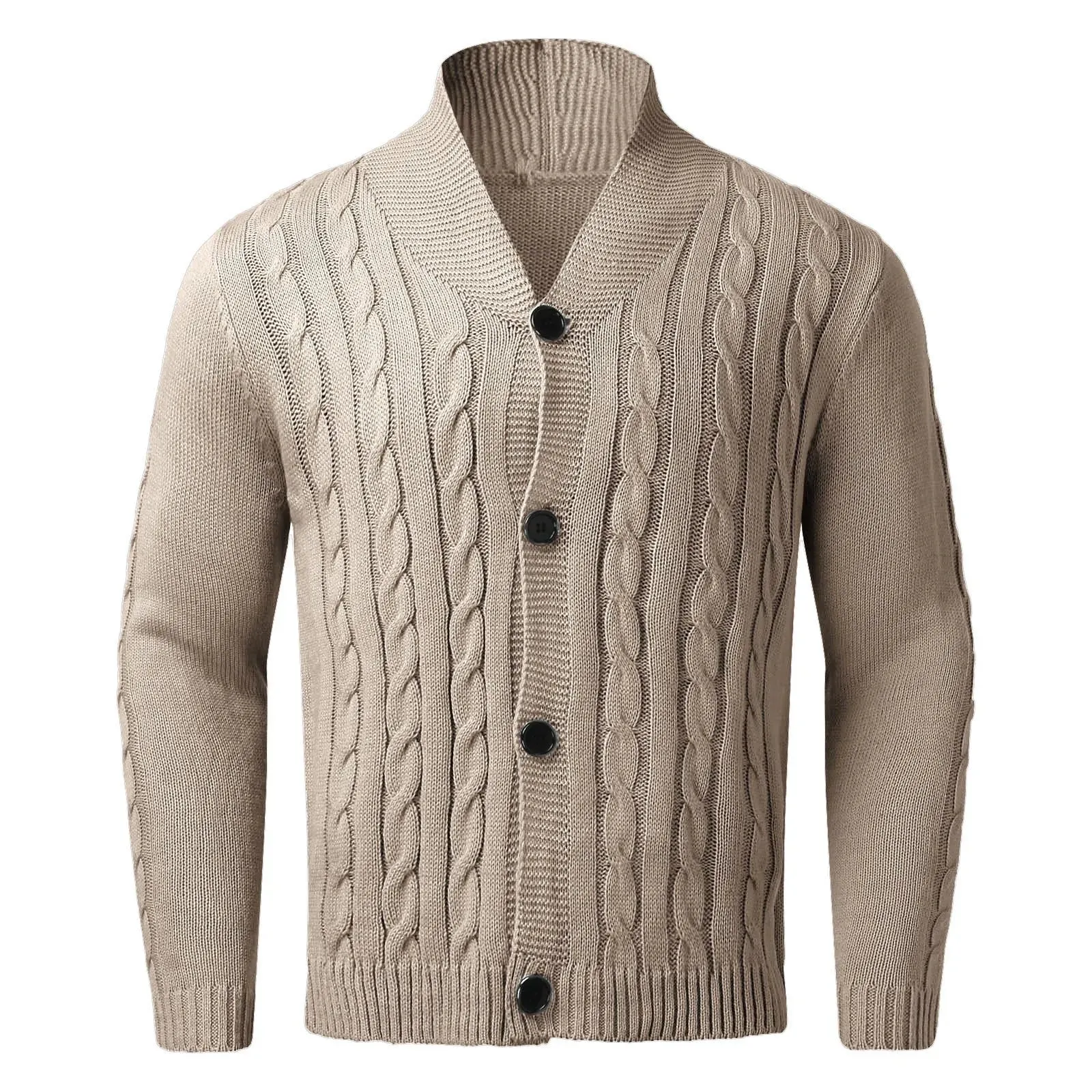 Mens Fashion England Style Knitted Cardigan Sweater 2024 New Shawl Collar Loose Fit Long Sleeve Single-Breasted Cardigans
