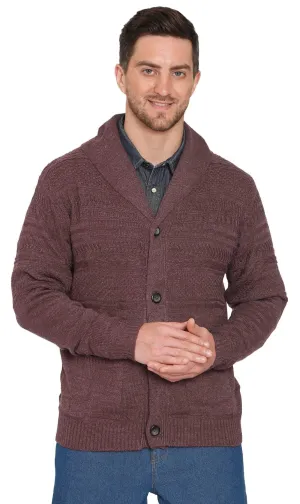 Men's Jacquard Knit Shawl Collar Cardigan - Button front with Pockets