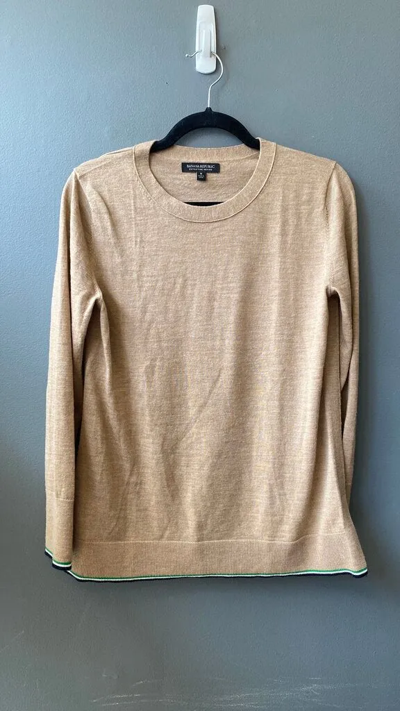 Merino Green Trim Crewneck Sweater