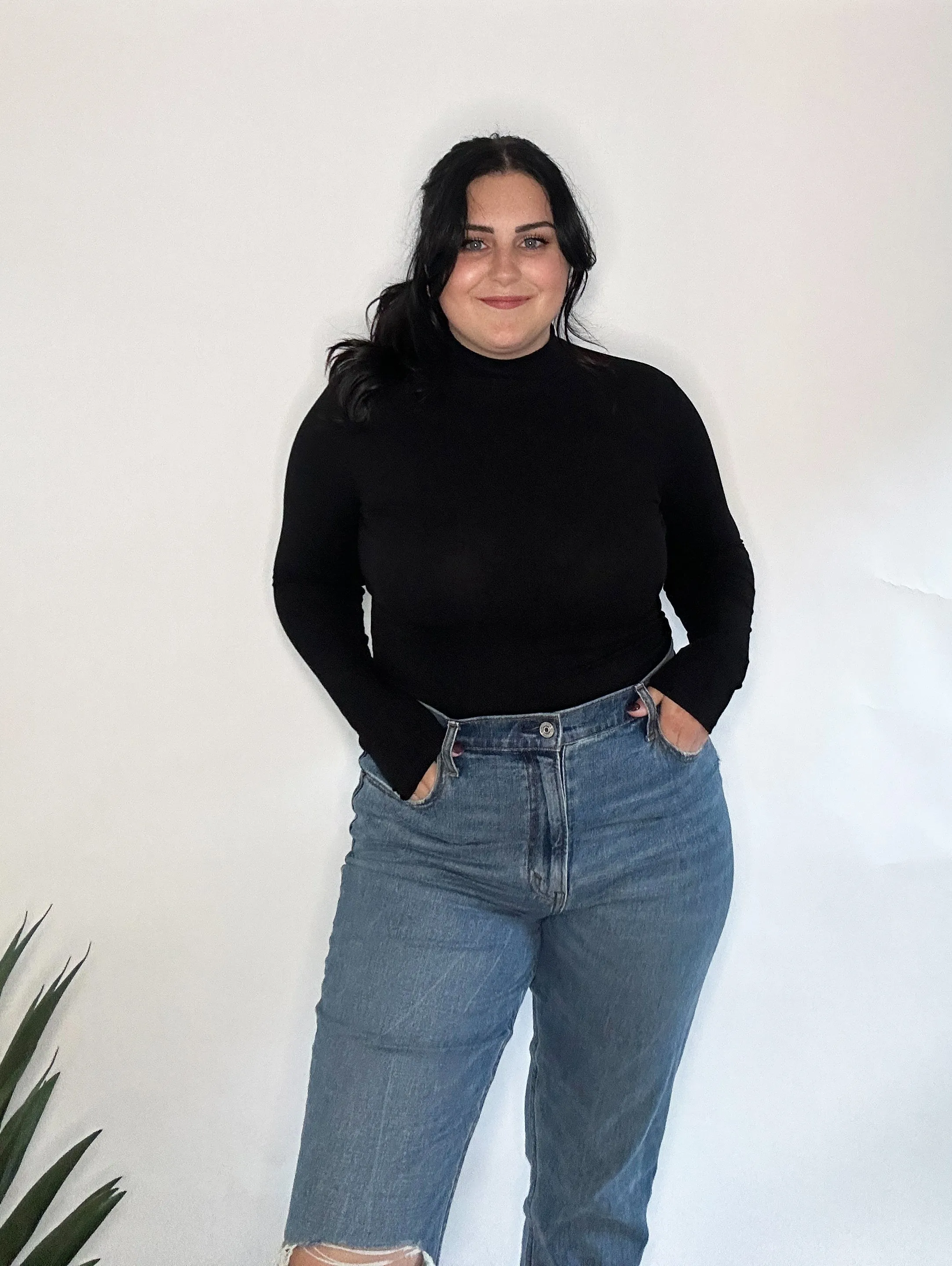 Mock Neck Ribbed Top
