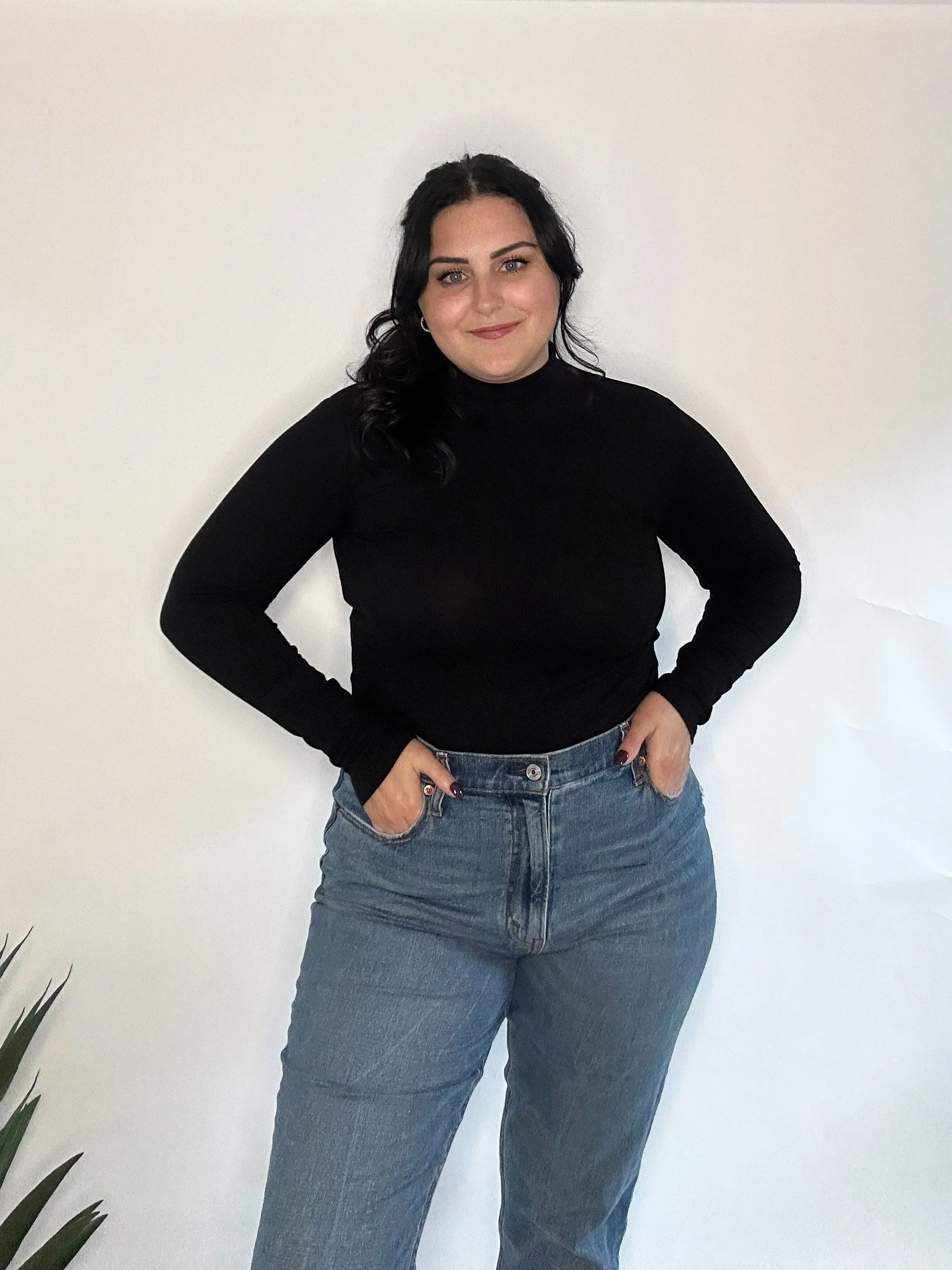 Mock Neck Ribbed Top