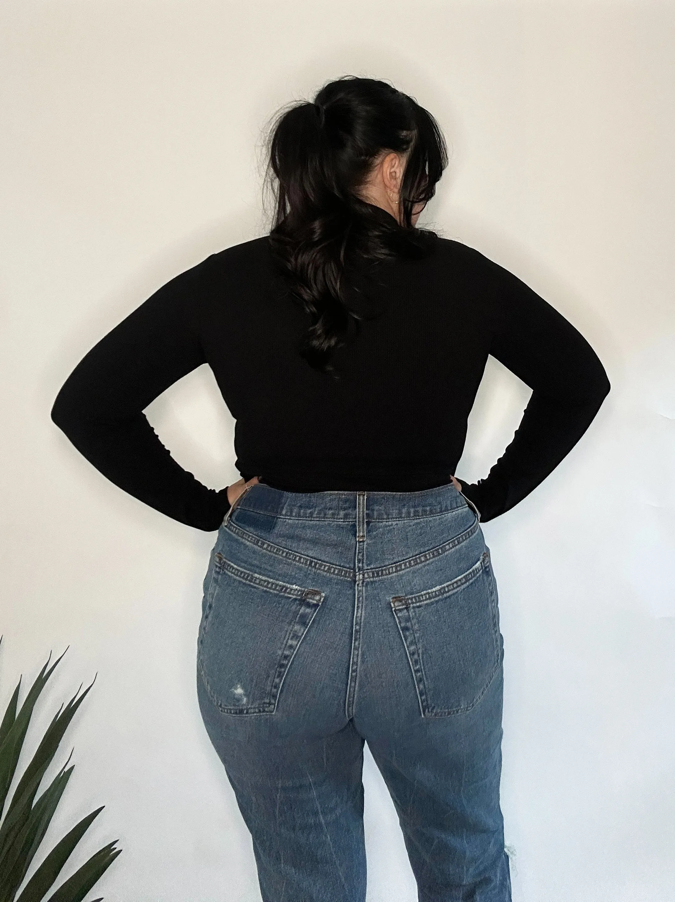 Mock Neck Ribbed Top