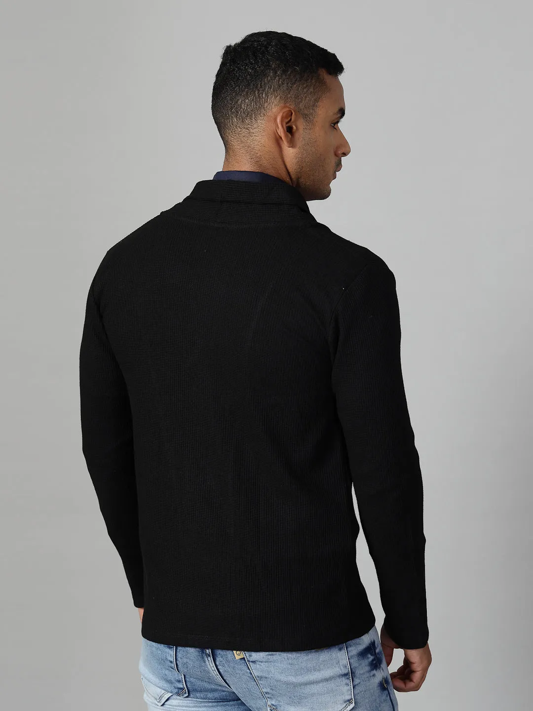 Modern Shawl Collar Waffle Shrug