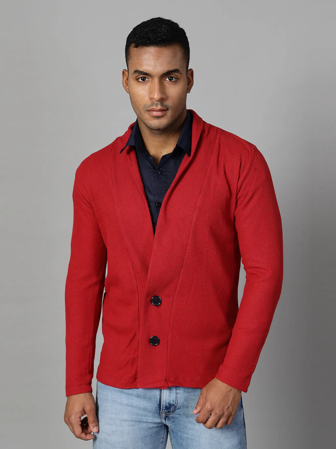 Modern Shawl Collar Waffle Shrug