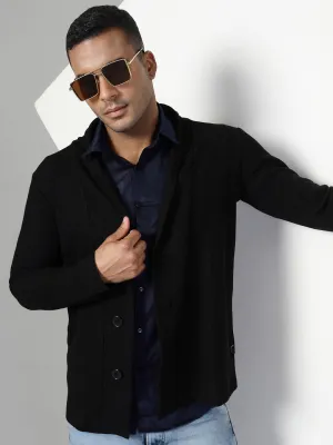 Modern Shawl Collar Waffle Shrug