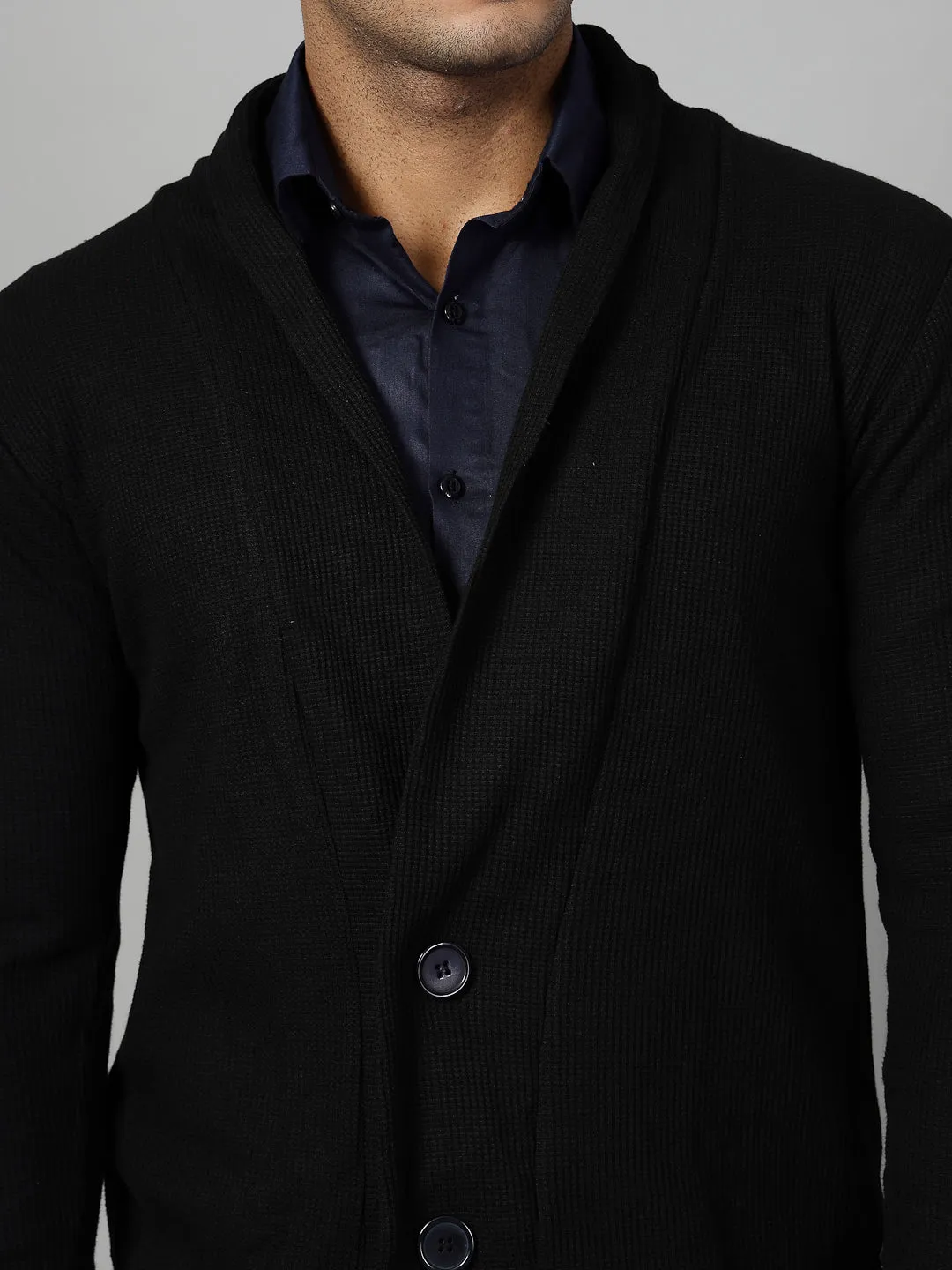 Modern Shawl Collar Waffle Shrug