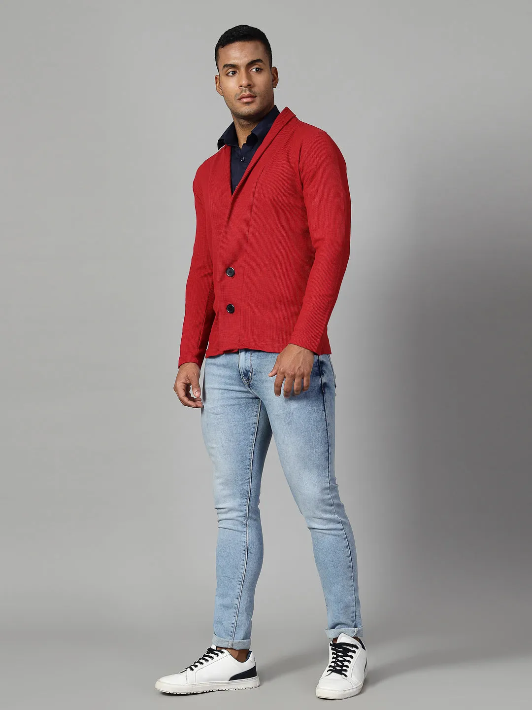 Modern Shawl Collar Waffle Shrug