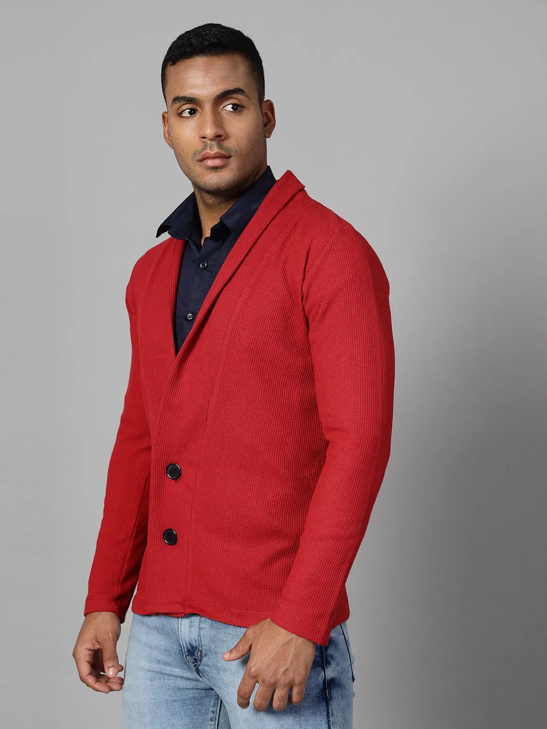 Modern Shawl Collar Waffle Shrug