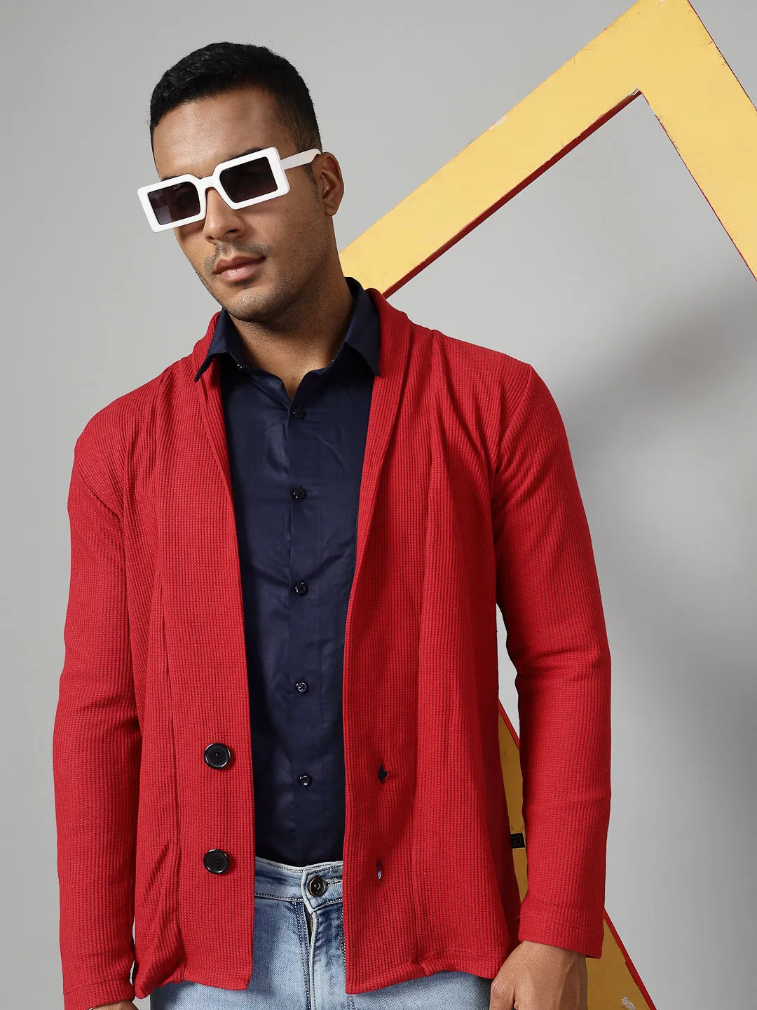 Modern Shawl Collar Waffle Shrug