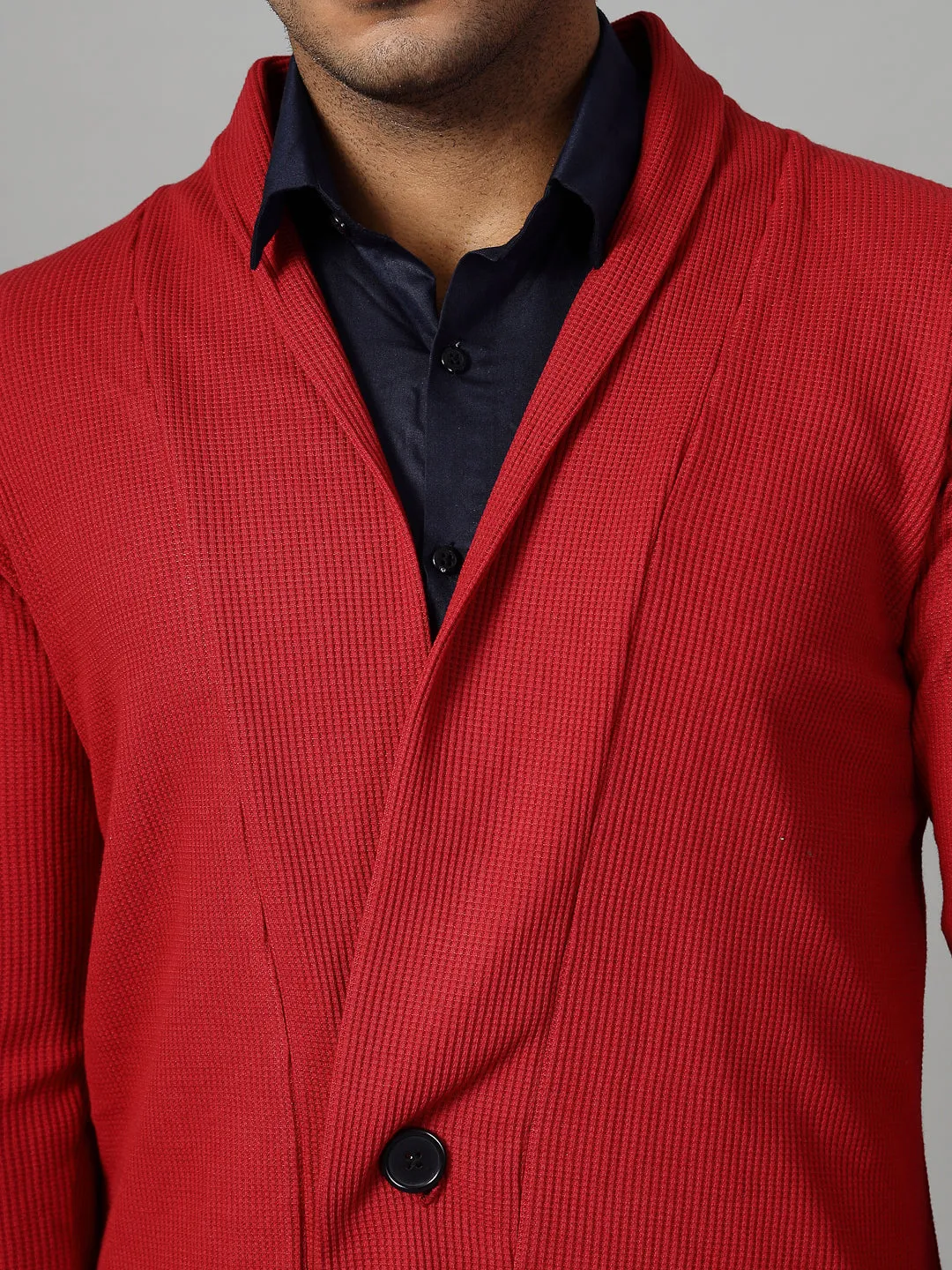 Modern Shawl Collar Waffle Shrug