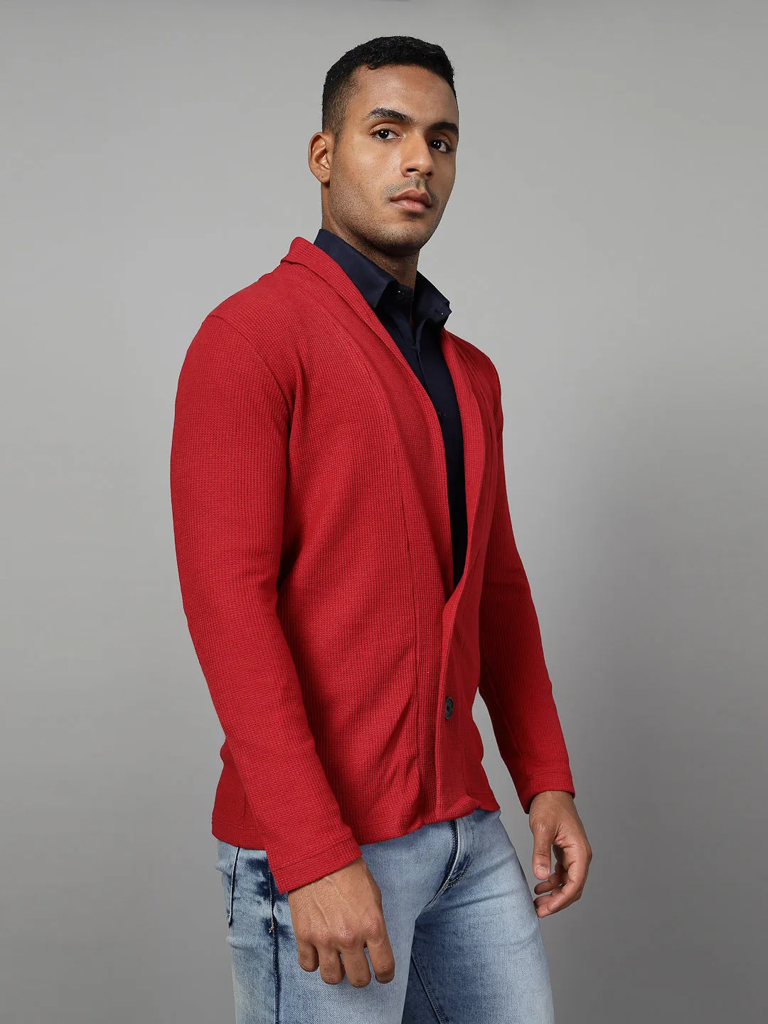 Modern Shawl Collar Waffle Shrug