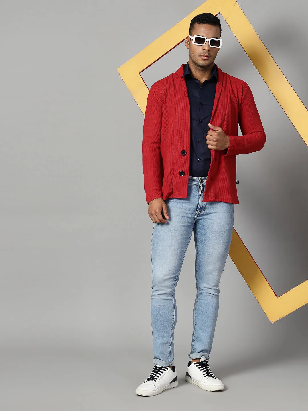 Modern Shawl Collar Waffle Shrug