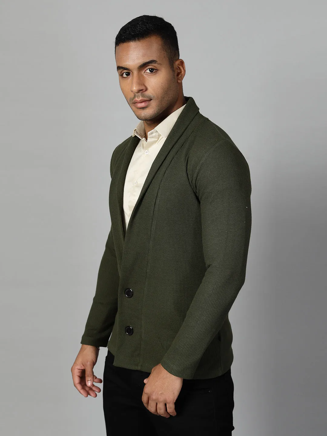 Modern Shawl Collar Waffle Shrug