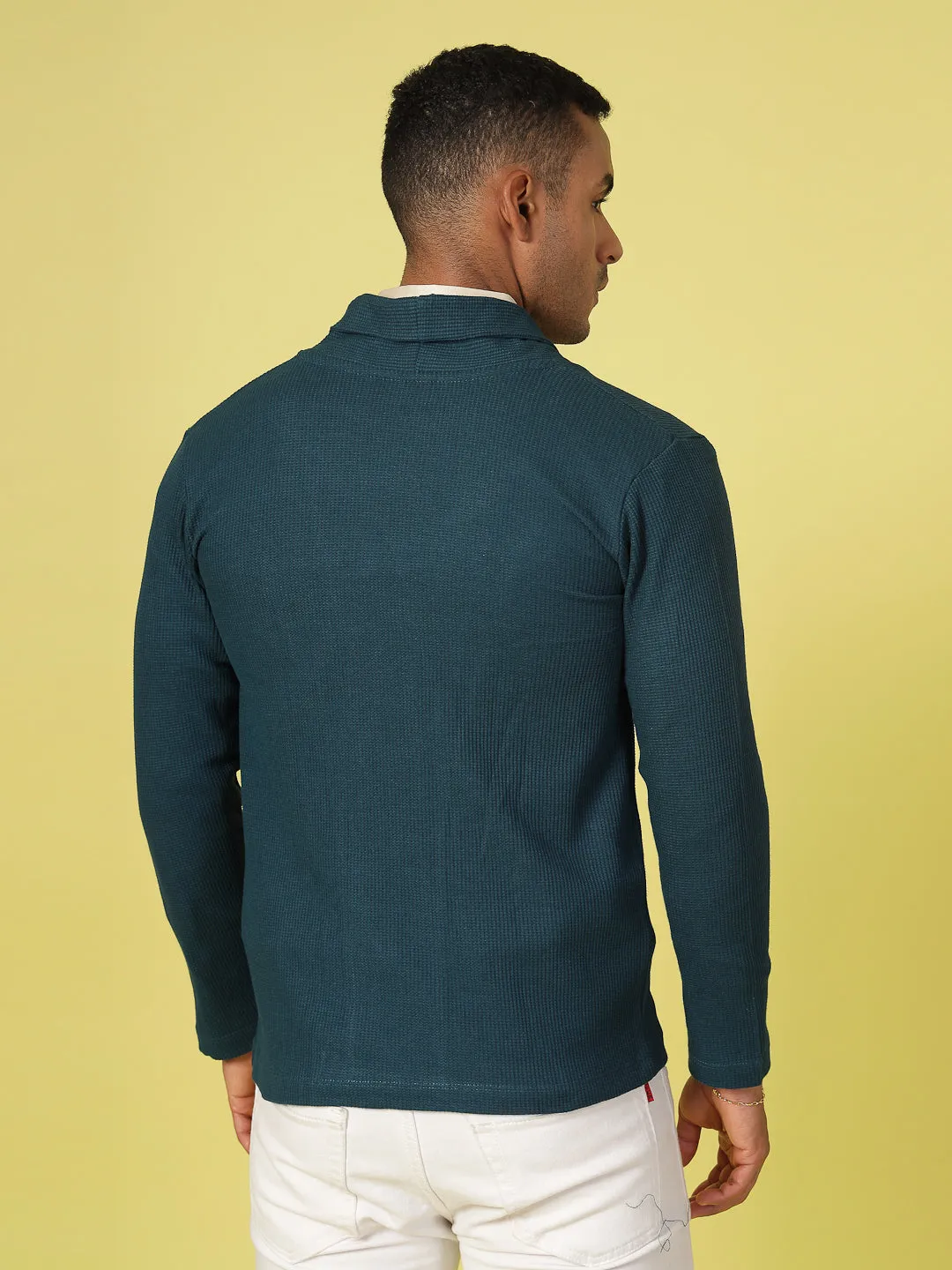 Modern Shawl Collar Waffle Shrug