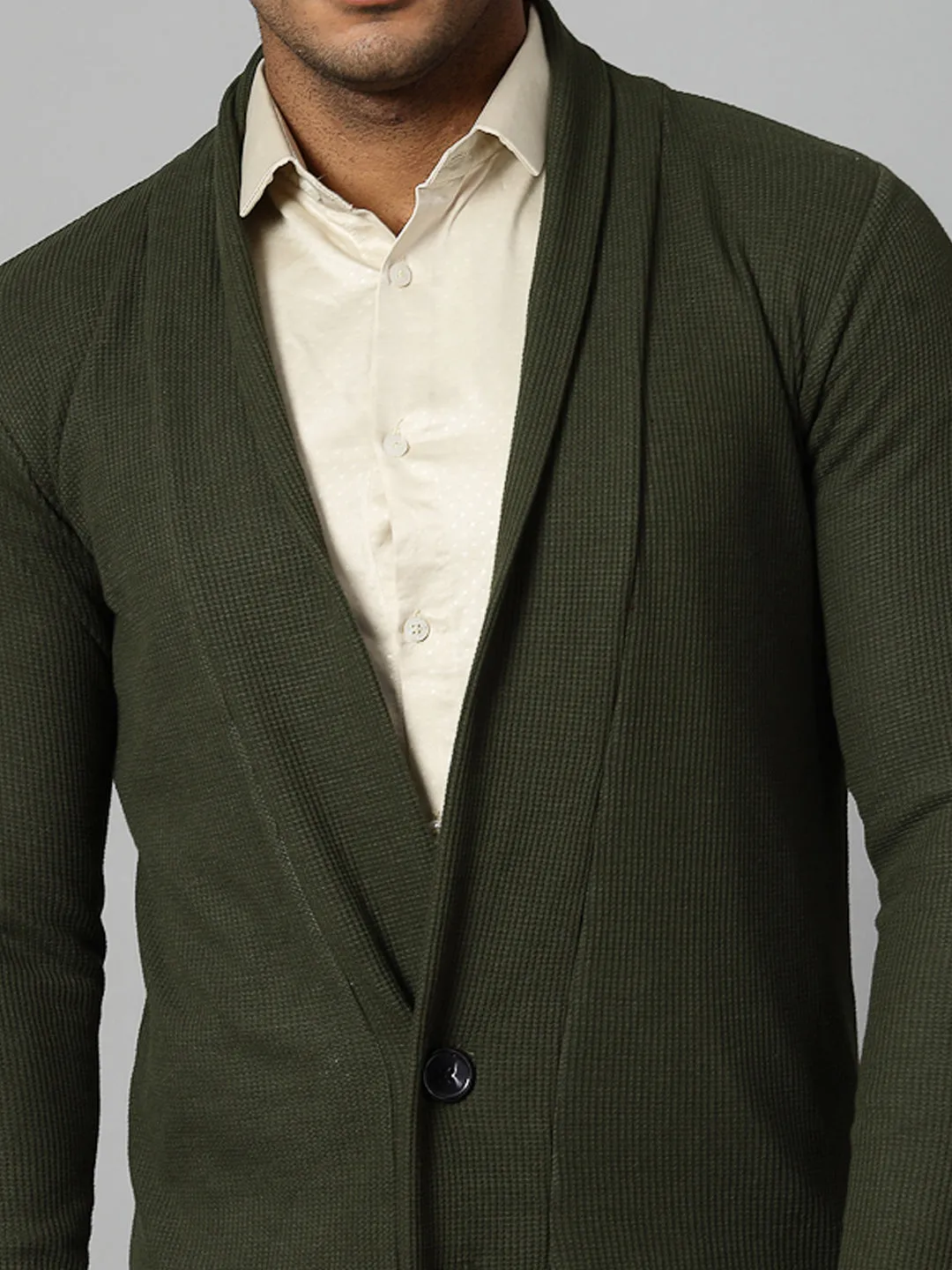 Modern Shawl Collar Waffle Shrug