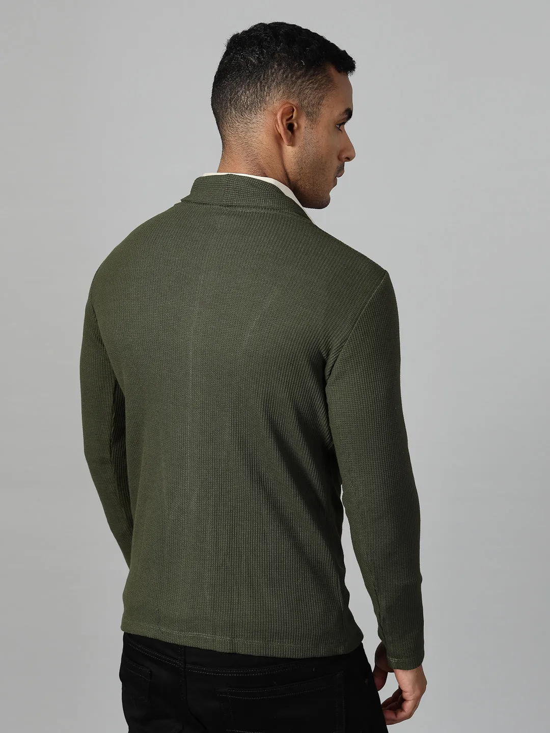Modern Shawl Collar Waffle Shrug