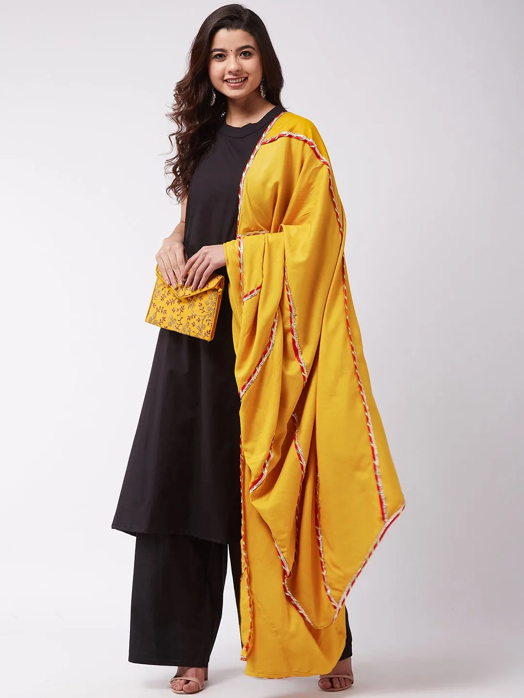 Mustard Dupatta With Gota Work