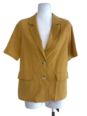 Mustard Plain Short Sleeve Blazer