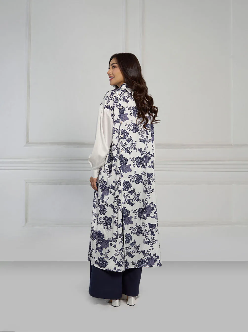 NAURA DROPSHOULDER TUNIC WHITE NAVY