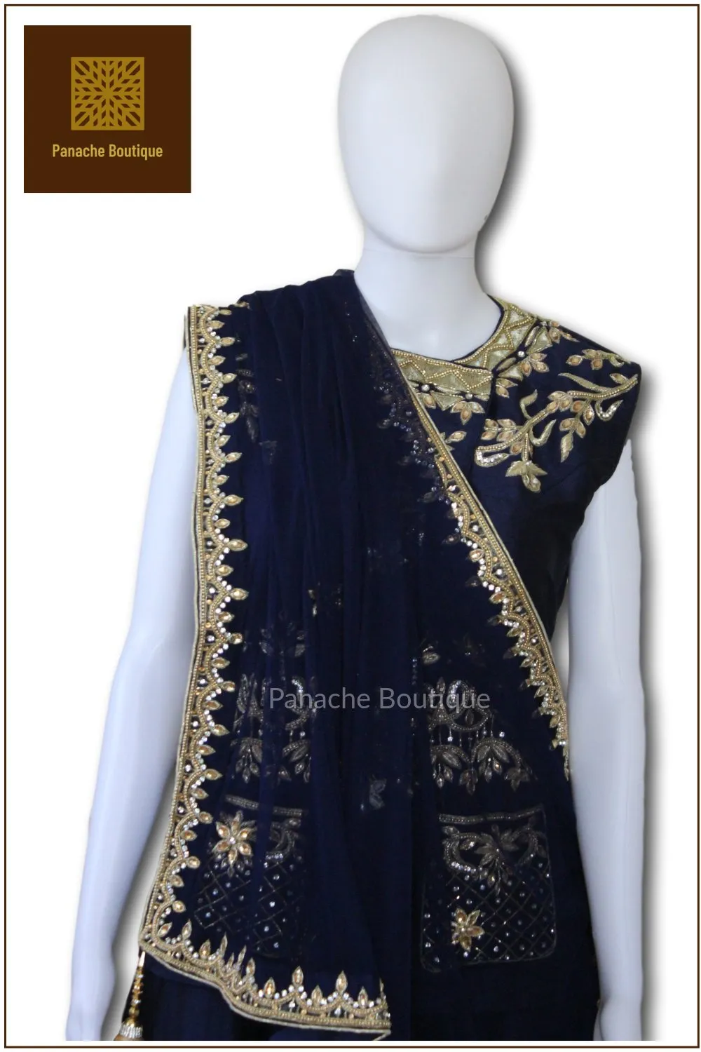 Navy Blue Colour Wedding Lehenga