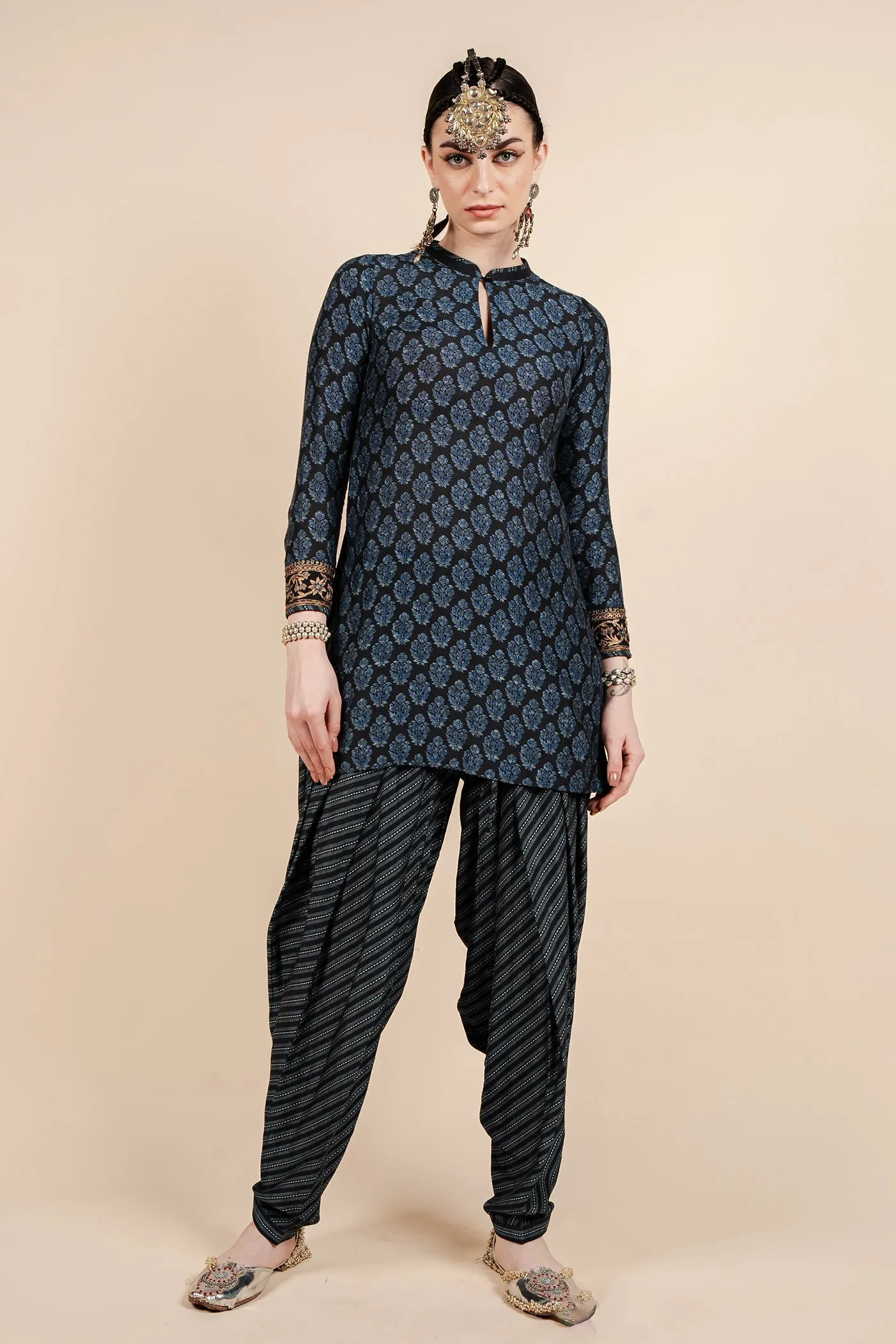 Navy Blue Short Tunic Set