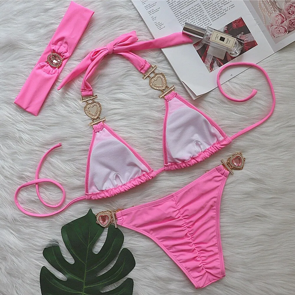 New Jeweled Rhinestone Bling Diamond Bikini