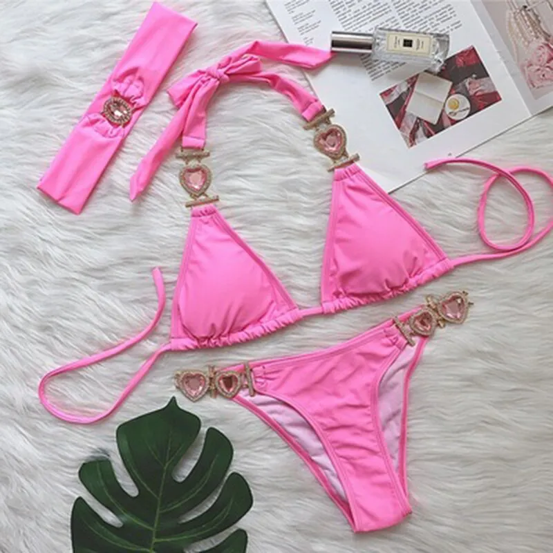 New Jeweled Rhinestone Bling Diamond Bikini