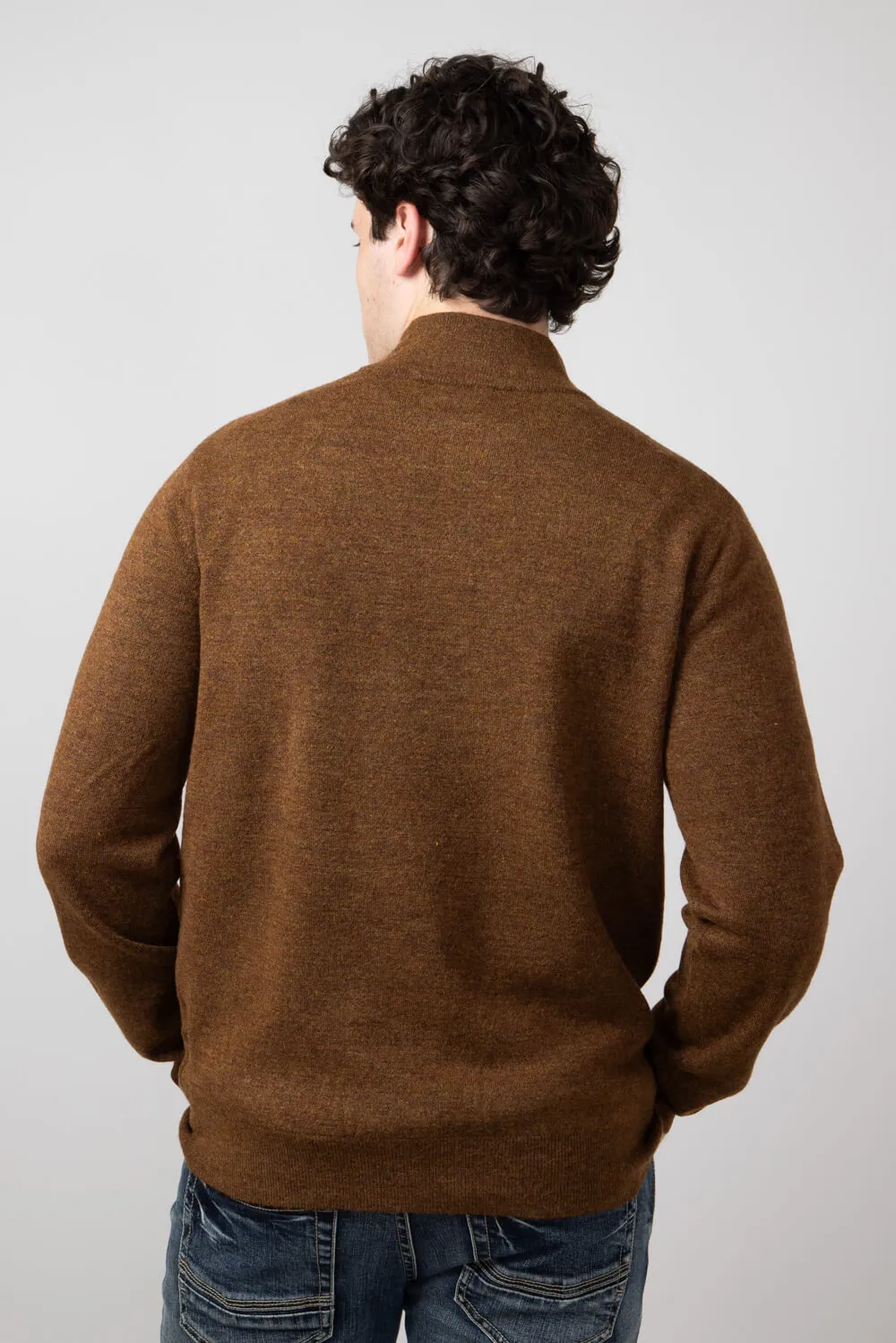 North River 4 Button Mock Neck Twisted Yarn Sweater for Men in Tobacco | NRM9015-TOBACCO