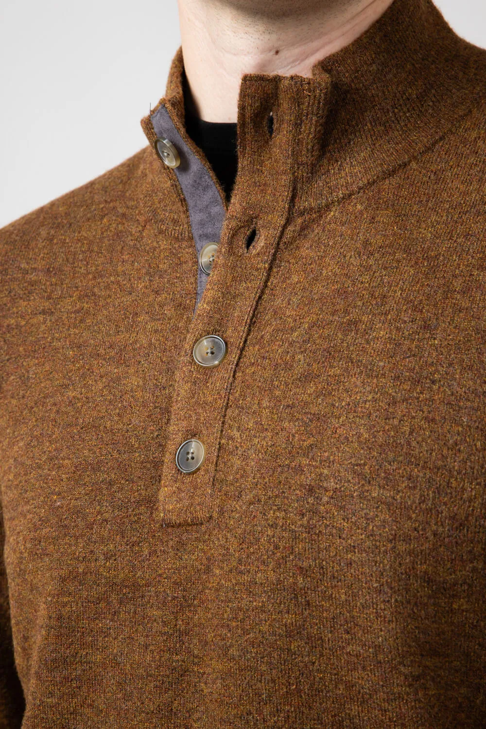 North River 4 Button Mock Neck Twisted Yarn Sweater for Men in Tobacco | NRM9015-TOBACCO