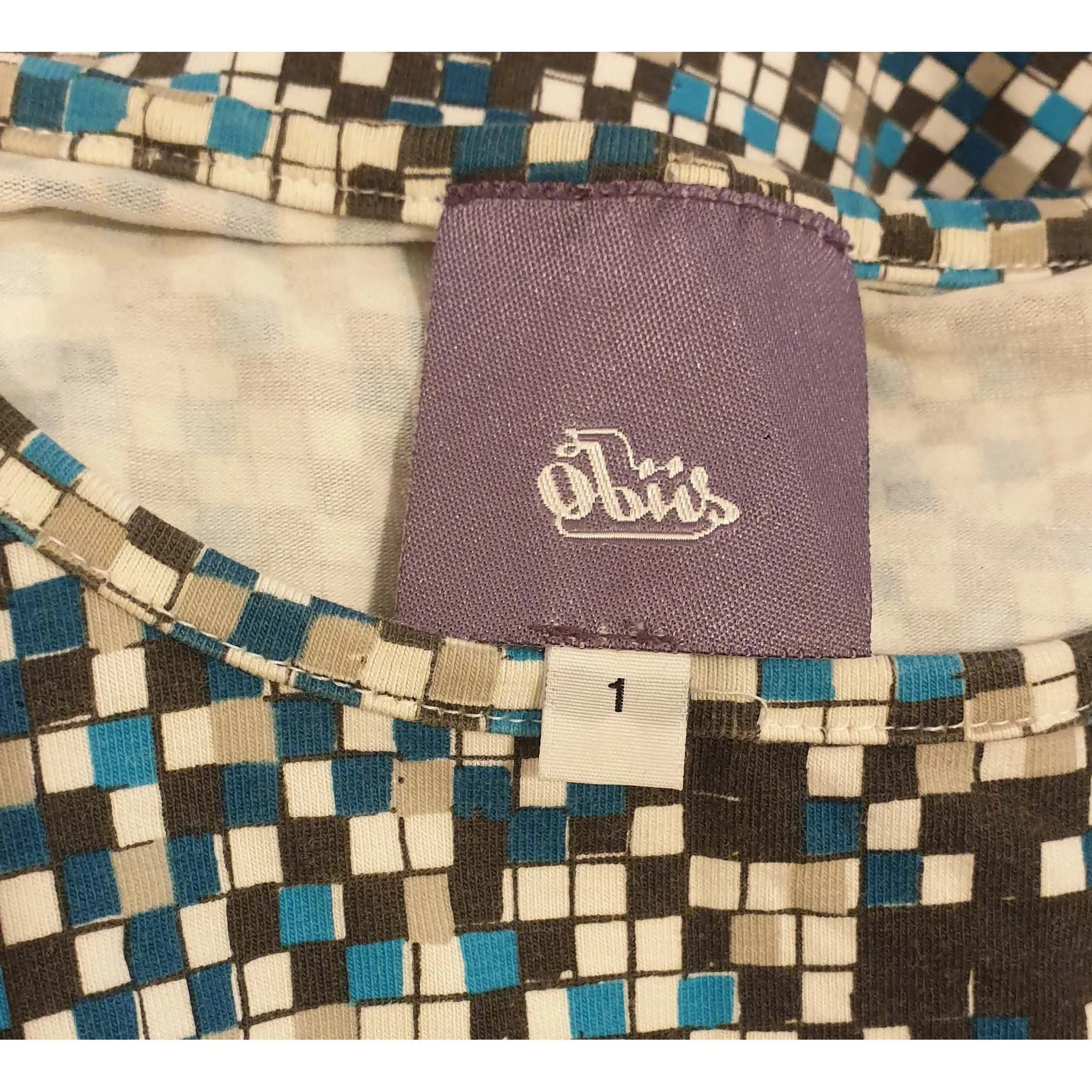 Obus preloved blue print top size 1 (best fits size 8)